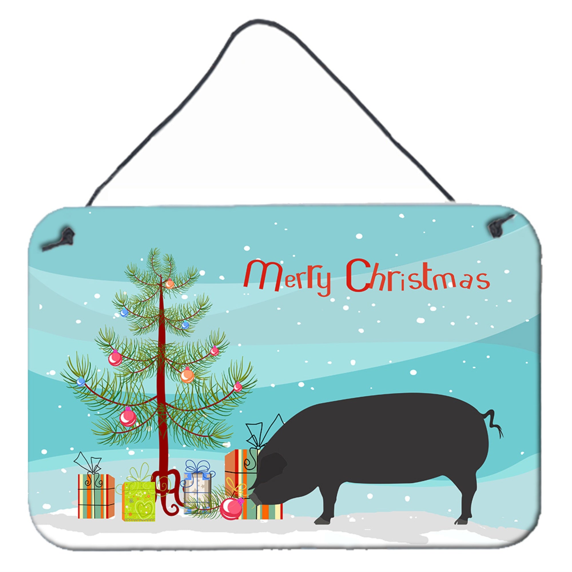'Caroline'S Treasures Devon Large Black Pig Christmas Metal Print, 8'''' X 12''''''
