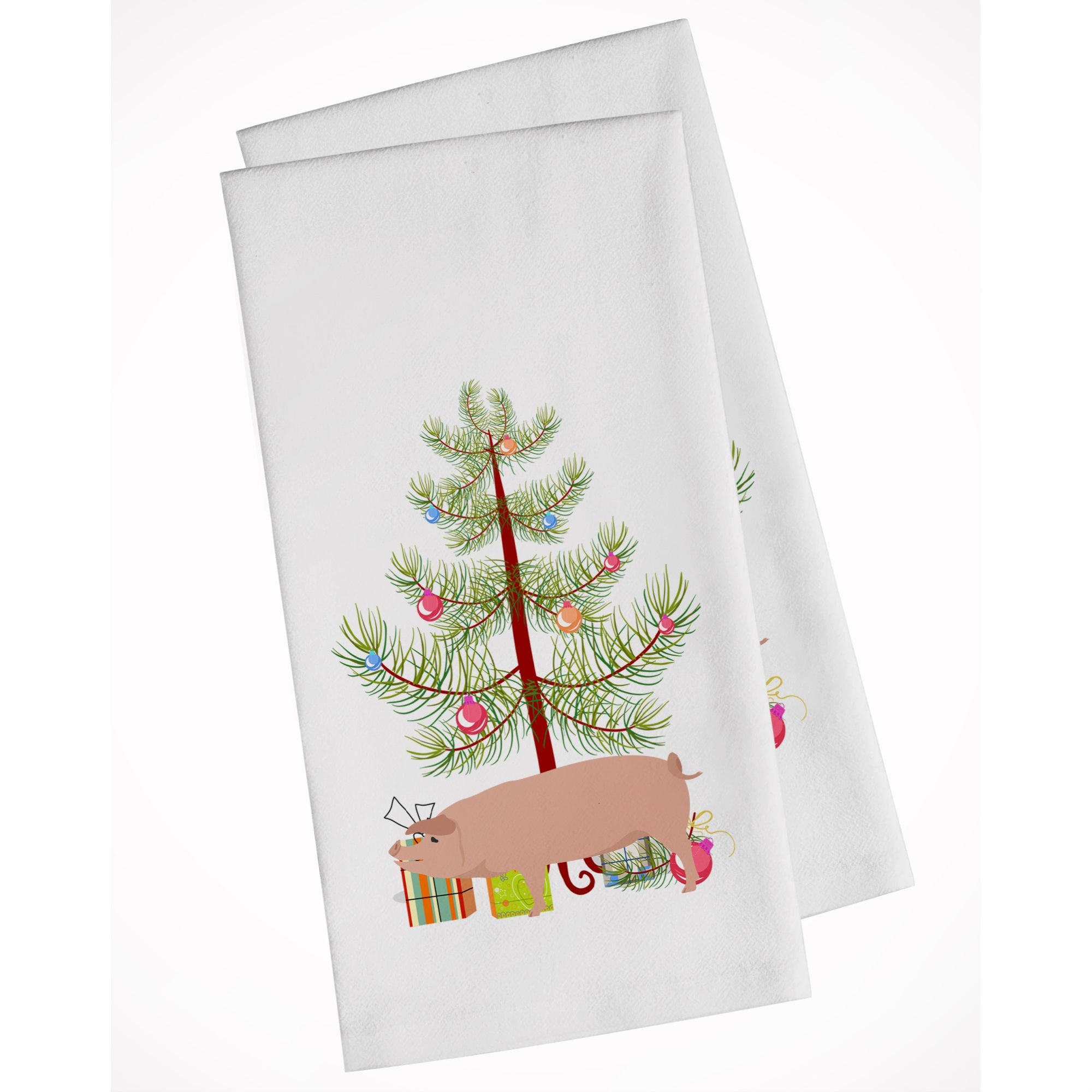 American Landrace Pig Christmas White Kitchen Towel Set Of 2