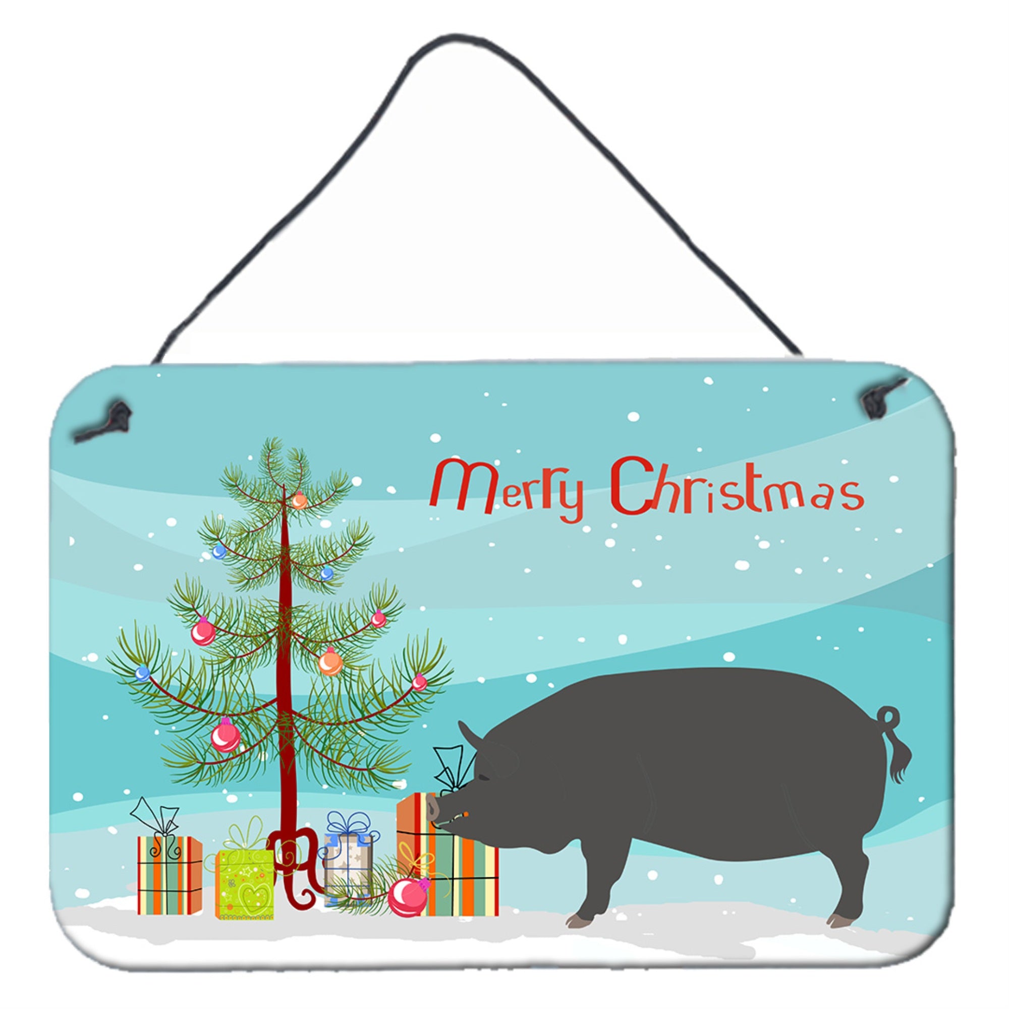 'Caroline'S Treasures Berkshire Pig Christmas Metal Print, 8'''' X 12''''''