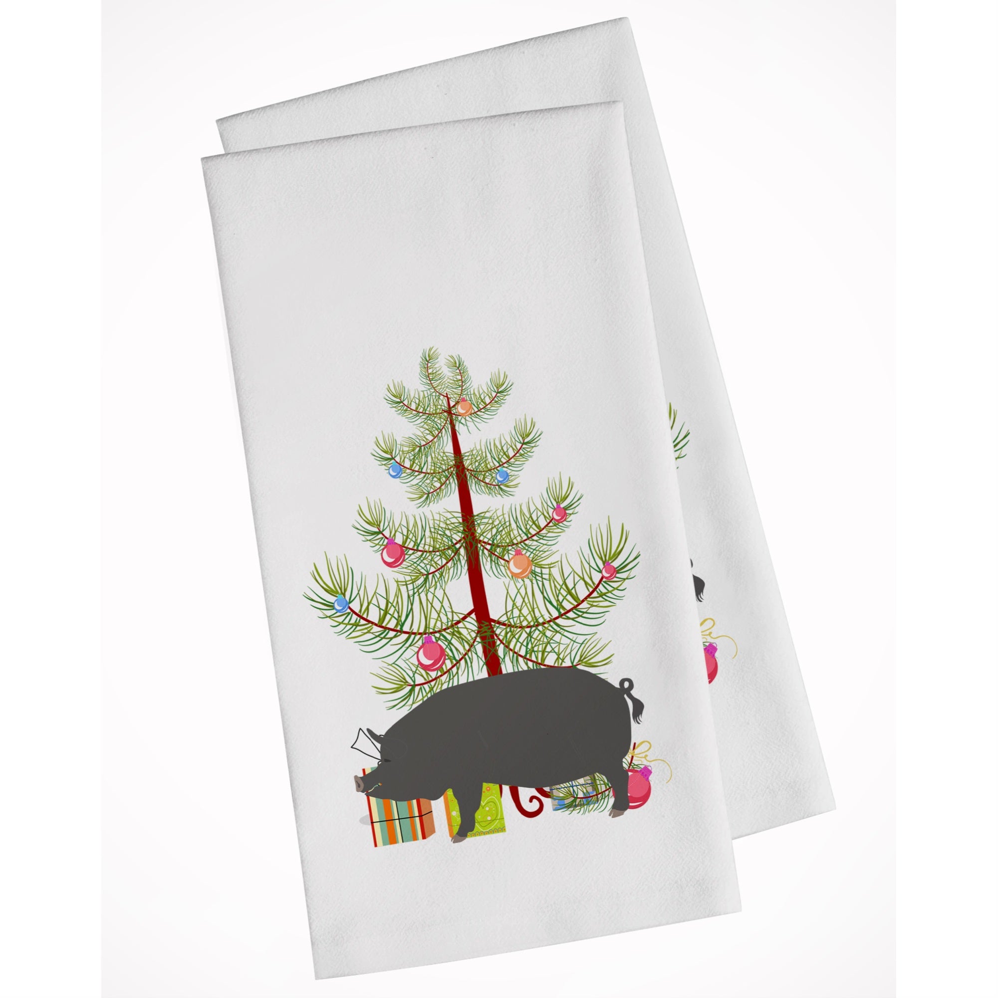 Berkshire Pig Christmas White Kitchen Towel Set Of 2