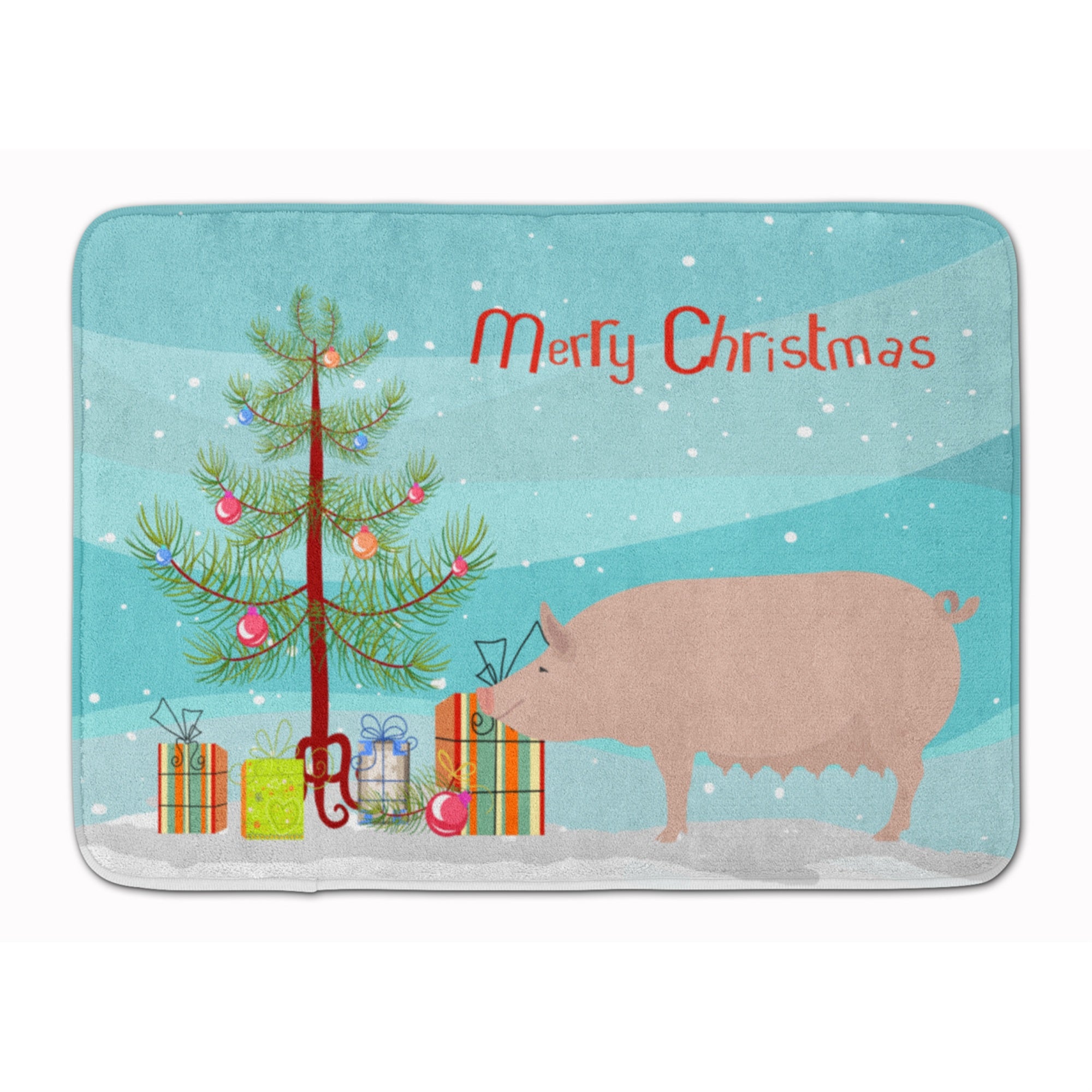 'Caroline'S Treasures English Large White Pig Christmas Floor Mat, 19'''' X 27'''', Multicolor''