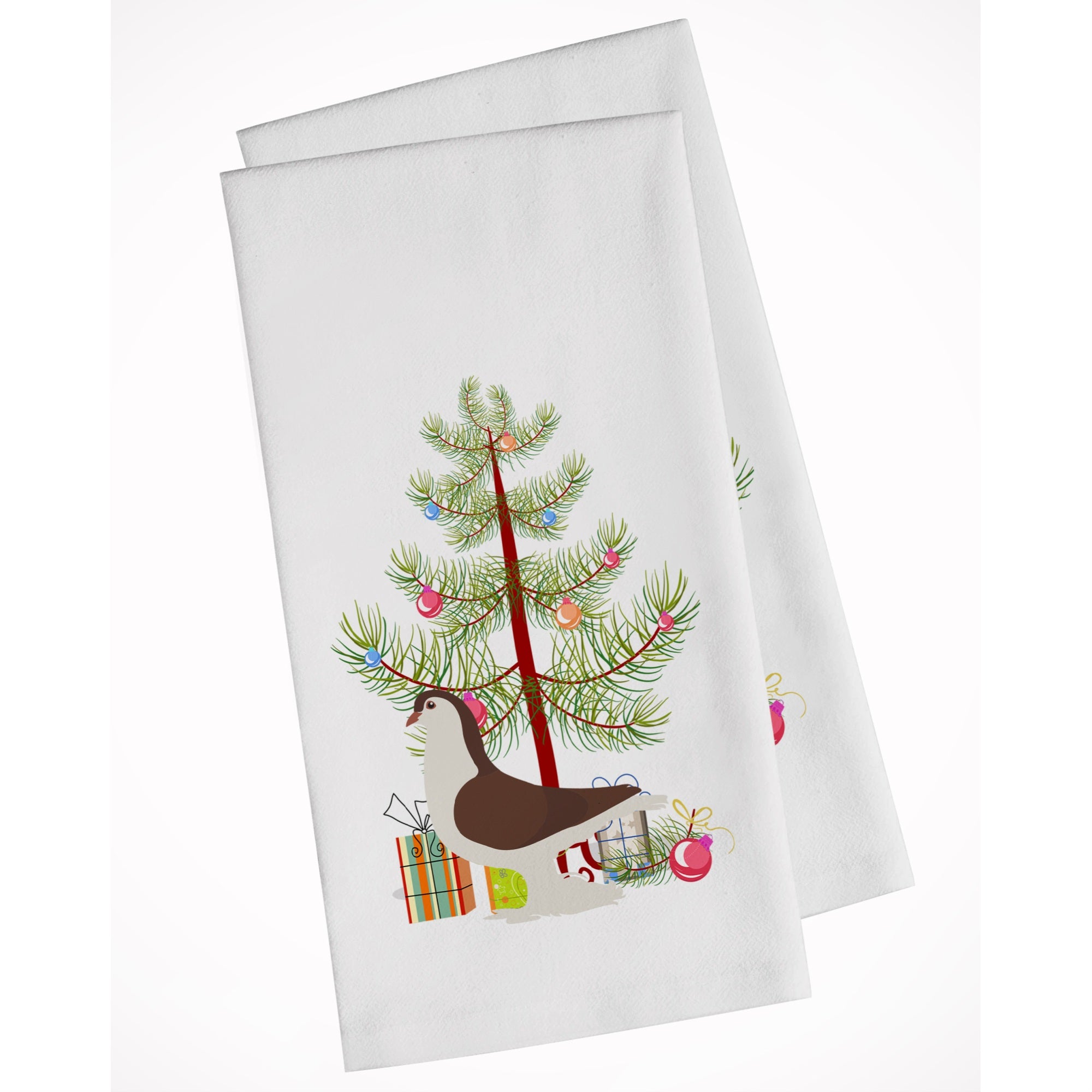 Large Pigeon Christmas White Kitchen Towel Set Of 2
