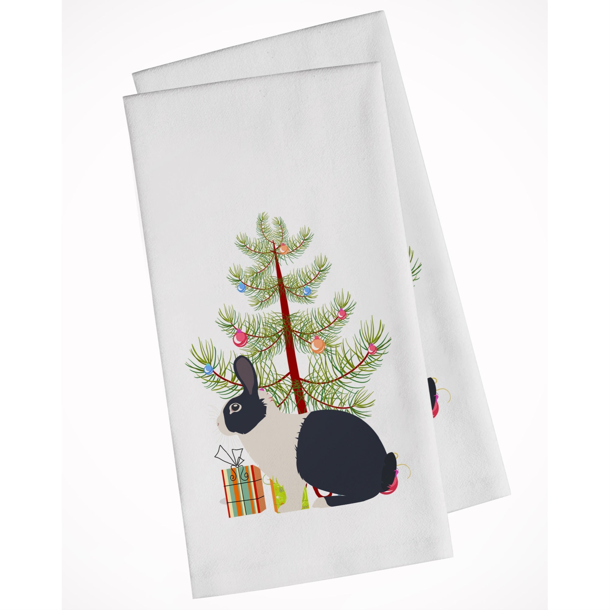 Dutch Rabbit Christmas White Kitchen Towel Set Of 2