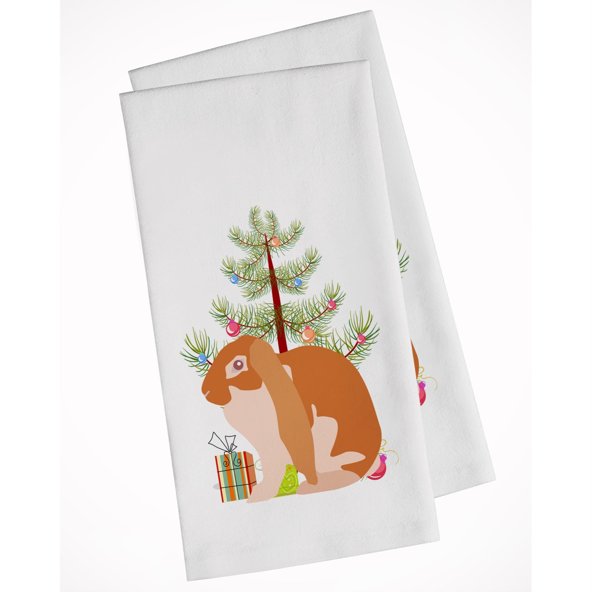 English Lop Rabbit Christmas White Kitchen Towel Set Of 2