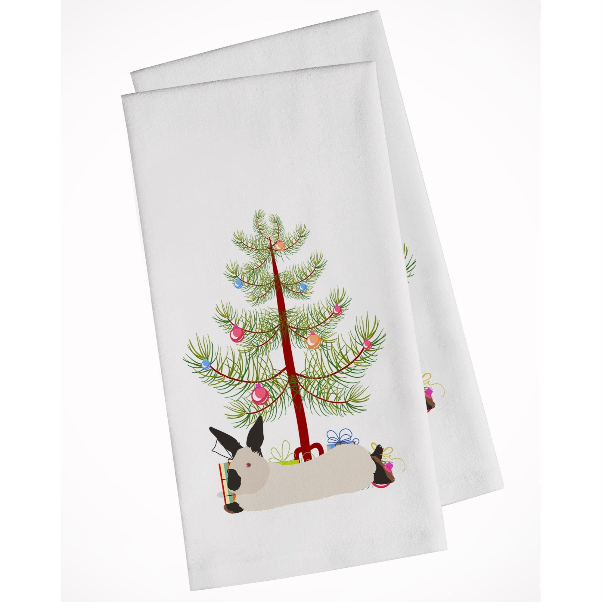 California White Rabbit Christmas White Kitchen Towel Set Of 2