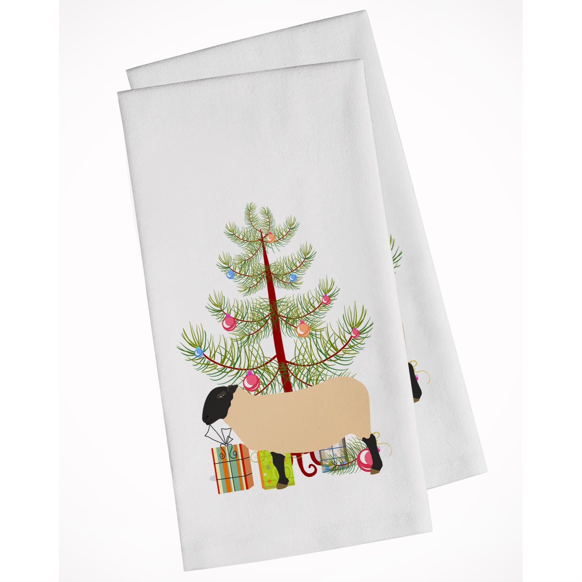 Suffolk Sheep Christmas White Kitchen Towel Set Of 2