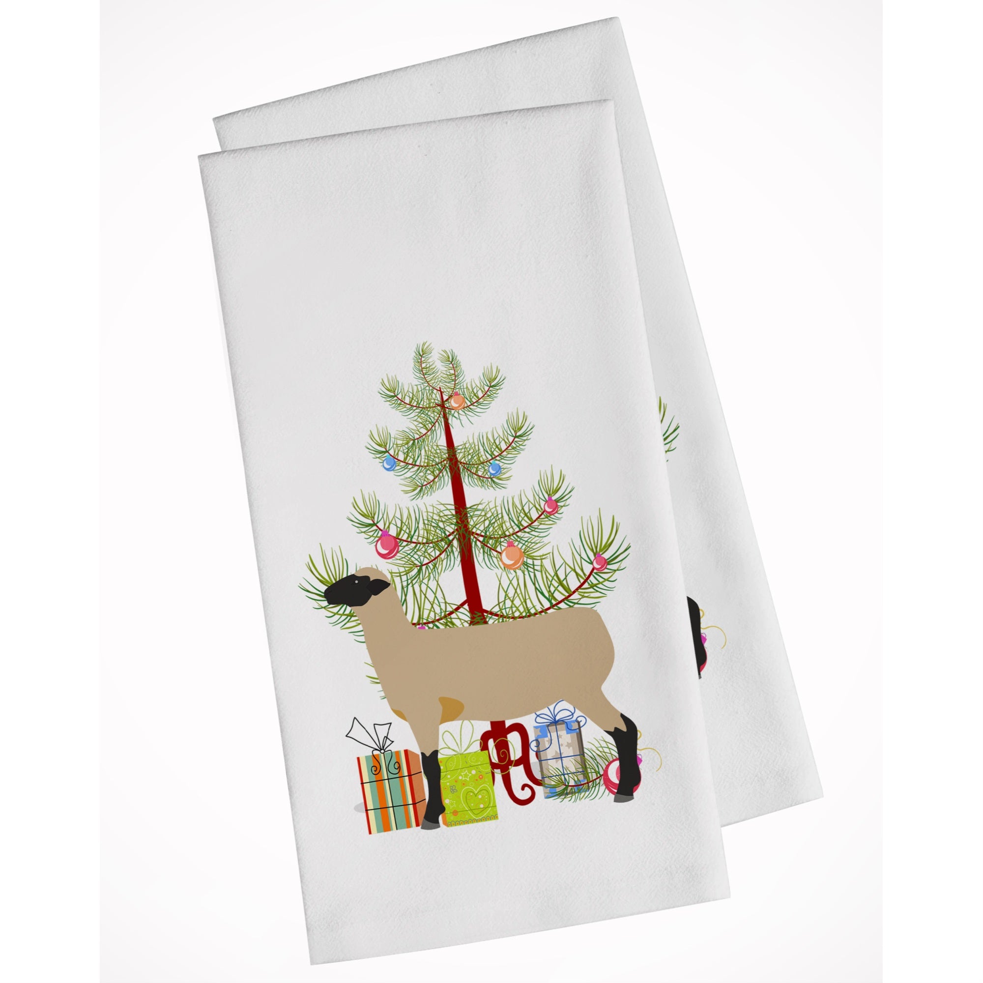 Hampshire Down Sheep Christmas White Kitchen Towel Set Of 2