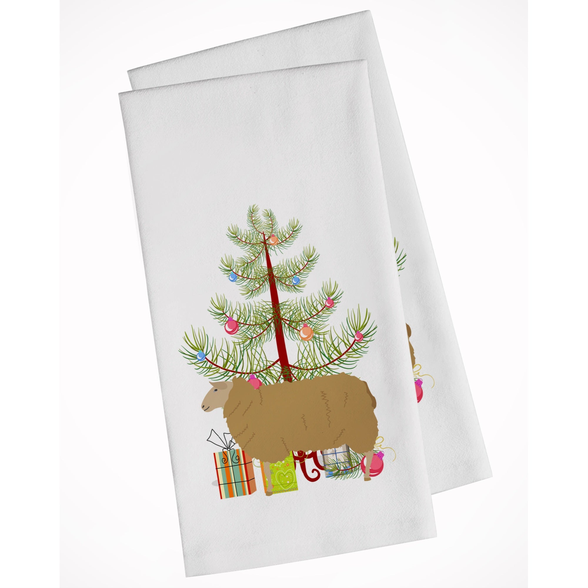 East Friesian Sheep Christmas White Kitchen Towel Set Of 2