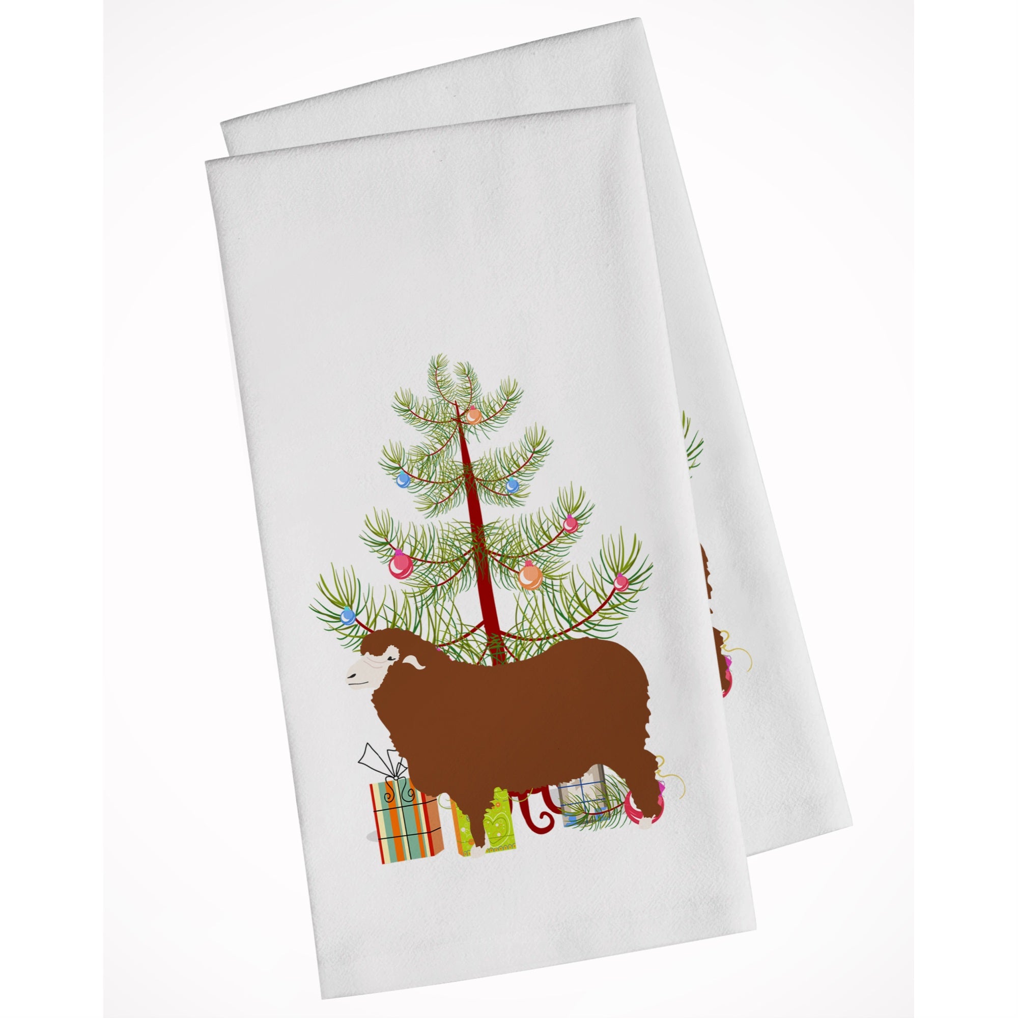 Merino Sheep Christmas White Kitchen Towel Set Of 2