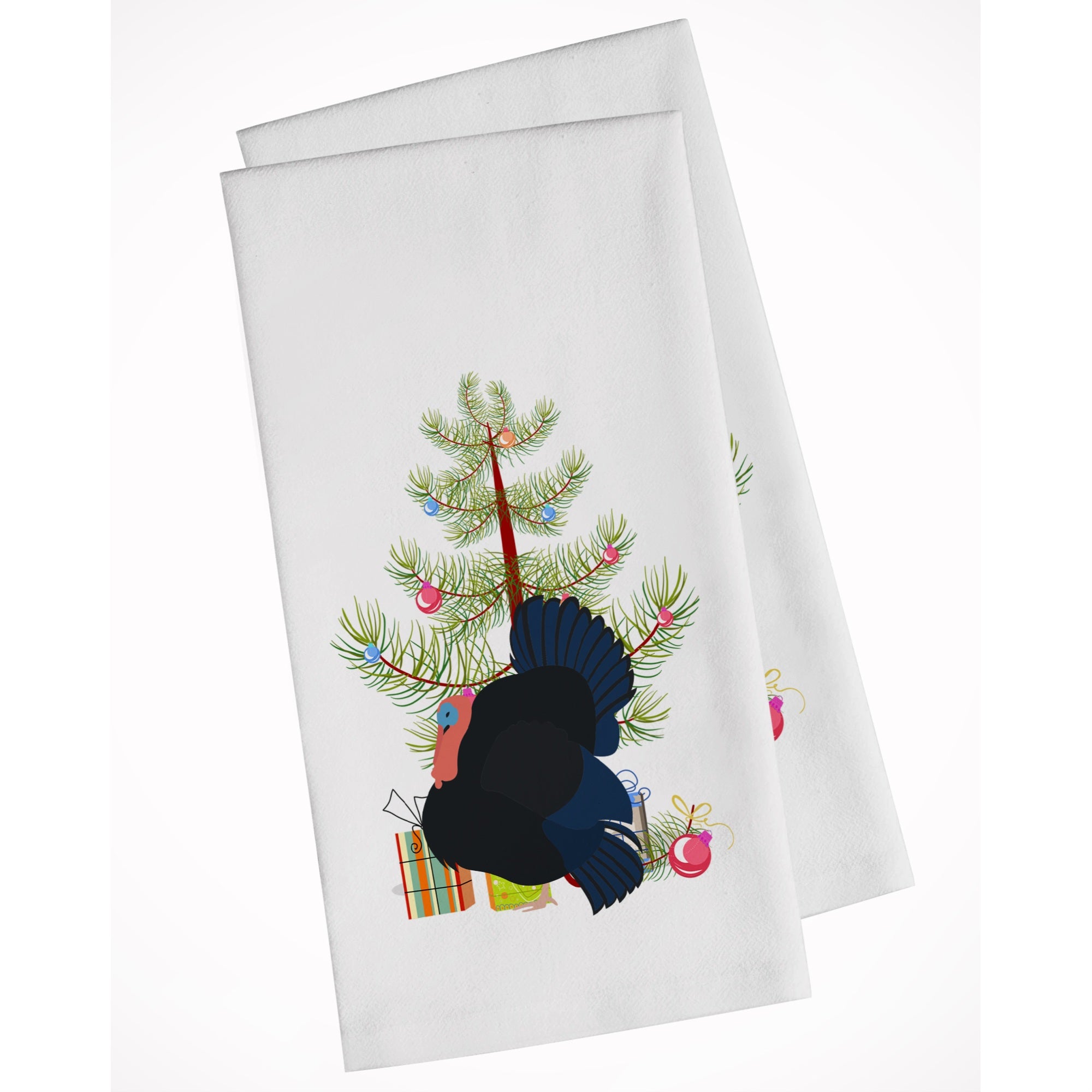 Norfolk Black Turkey Christmas White Kitchen Towel Set Of 2