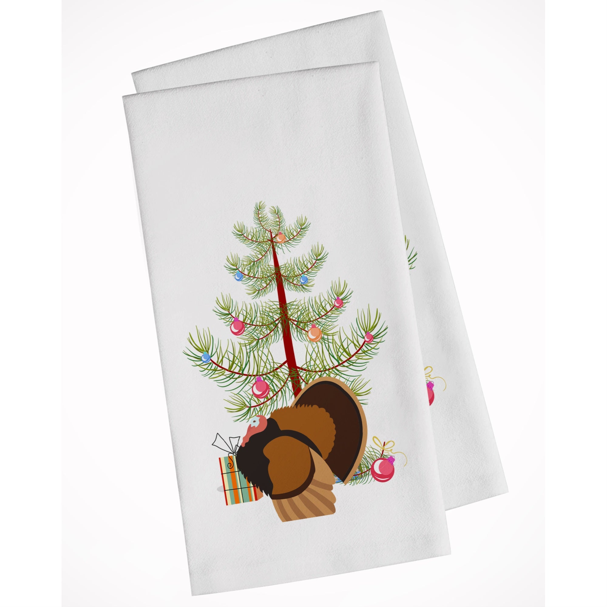 Bronze Turkey Christmas White Kitchen Towel Set Of 2