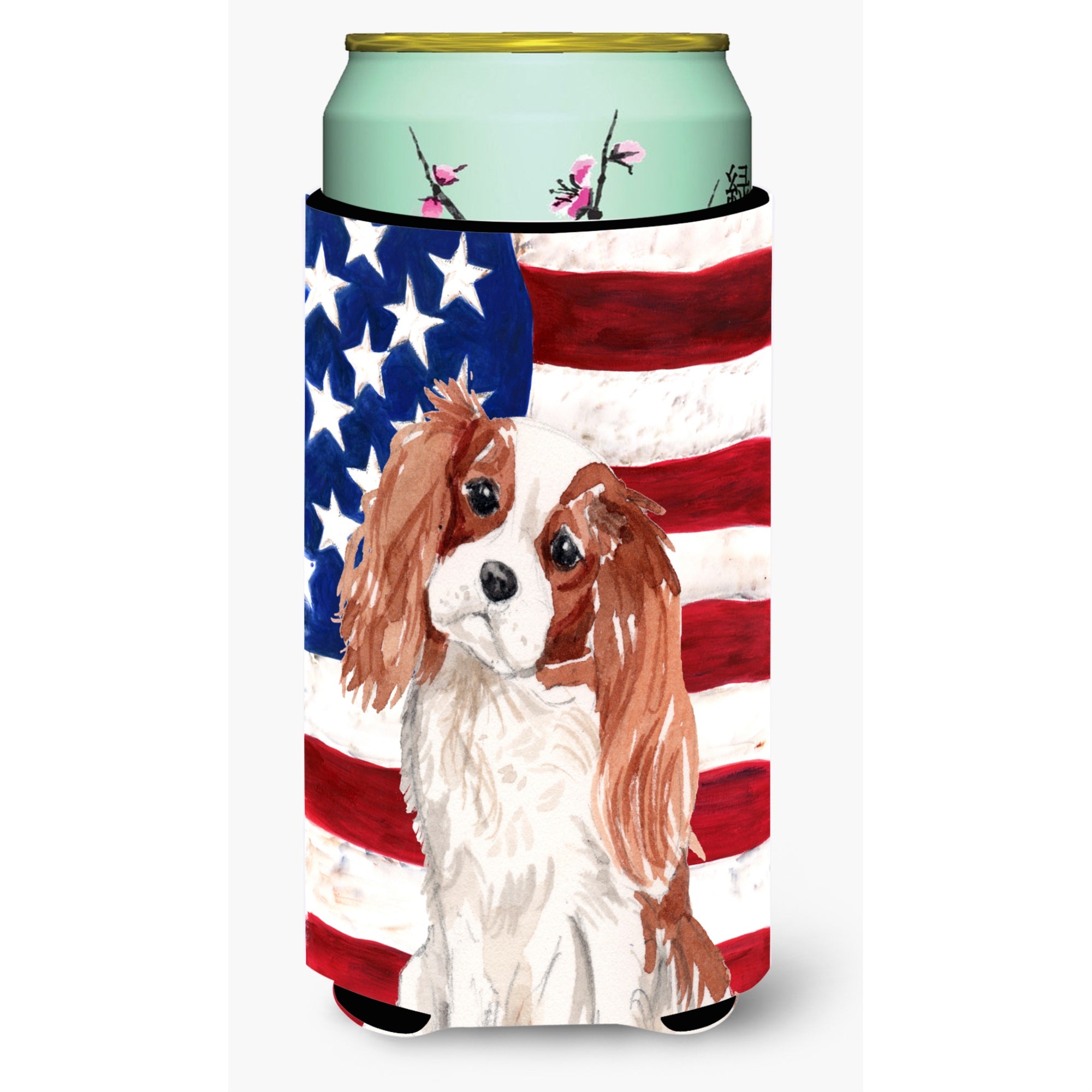 'Caroline'S Treasures Blenheim Cavalier Spaniel Patriotic Decorative Can Hugger, Tall, Multicolor''