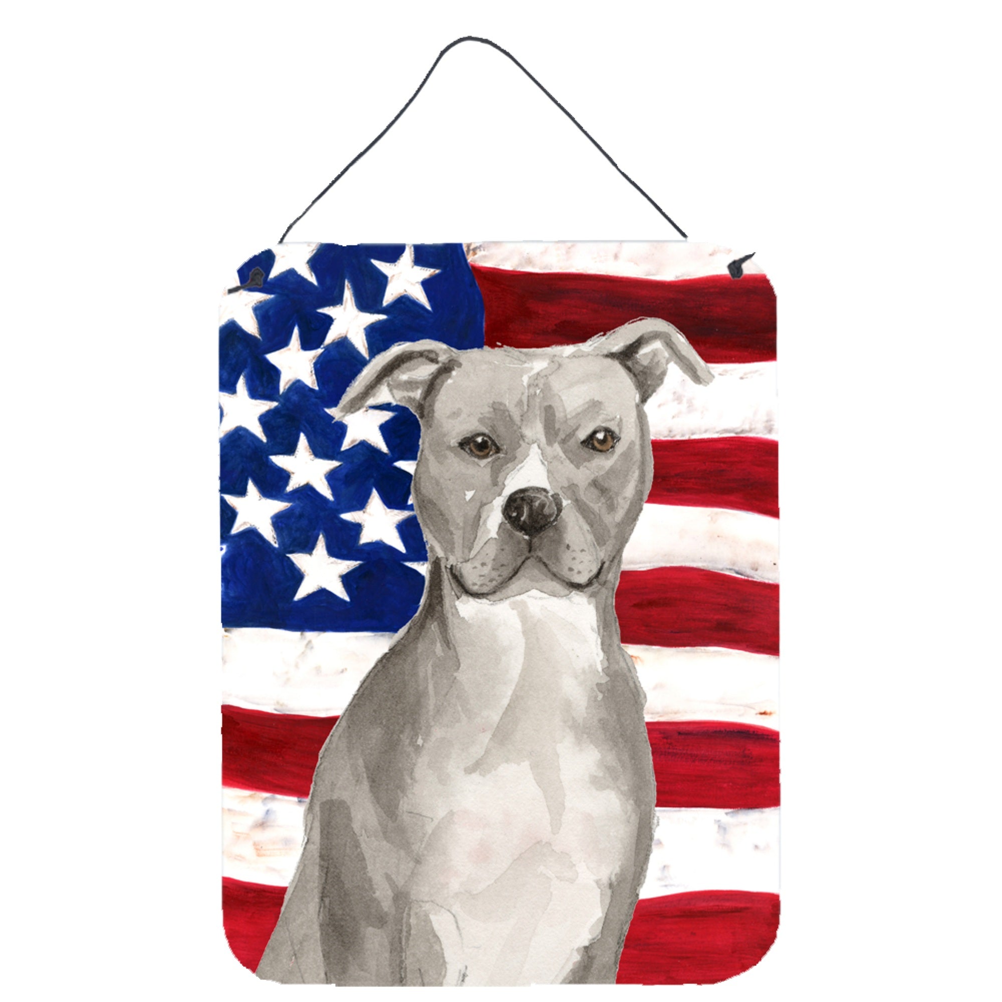 'Caroline'S Treasures Staffordshire Bull Terrier Patriotic Metal Print, 16'''' X 12'''', Multicolor''