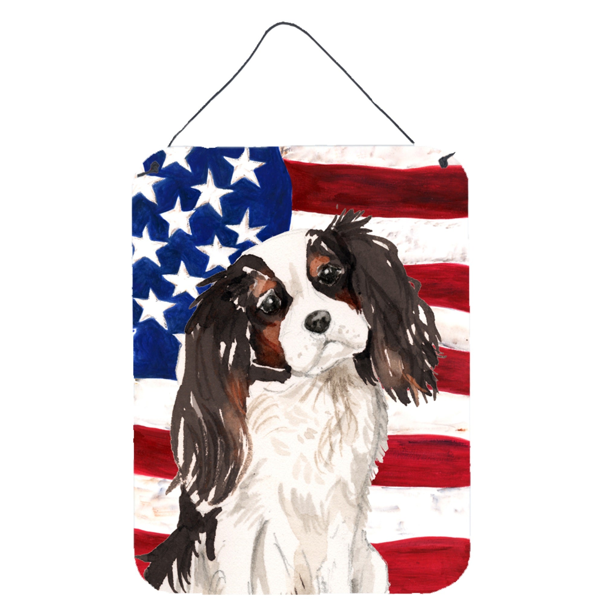 'Caroline'S Treasures Tricolor Cavalier Spaniel Patriotic Metal Print, 16'''' X 12'''', Multicolor''