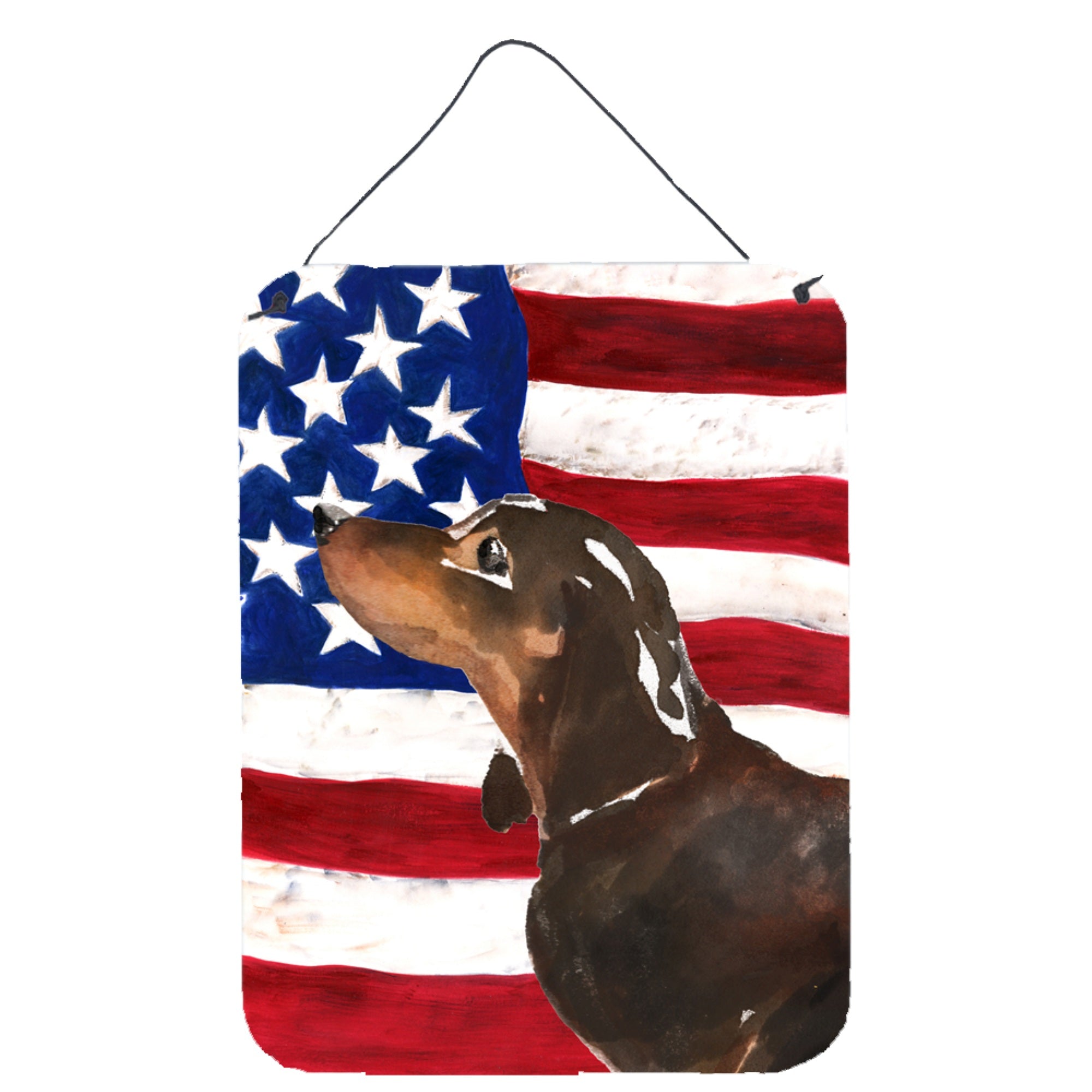 'Caroline'S Treasures Black And Tan Dachshund Patriotic Metal Print, 16'''' X 12'''', Multicolor''