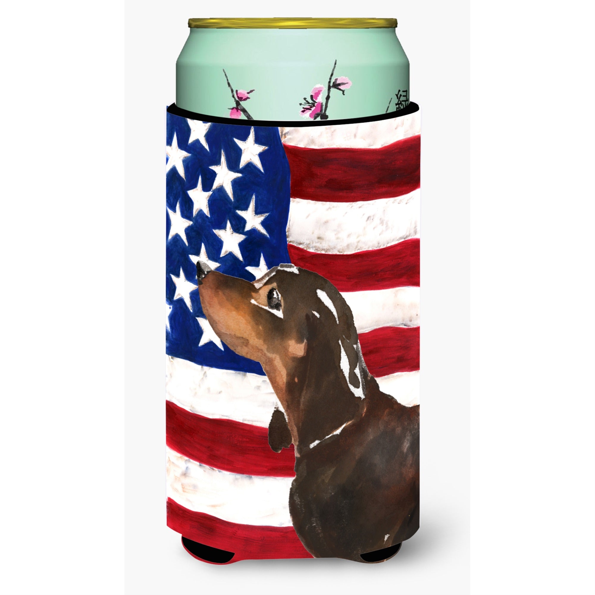 'Caroline'S Treasures Black And Tan Dachshund Patriotic Decorative Can Hugger, Tall, Multicolor''