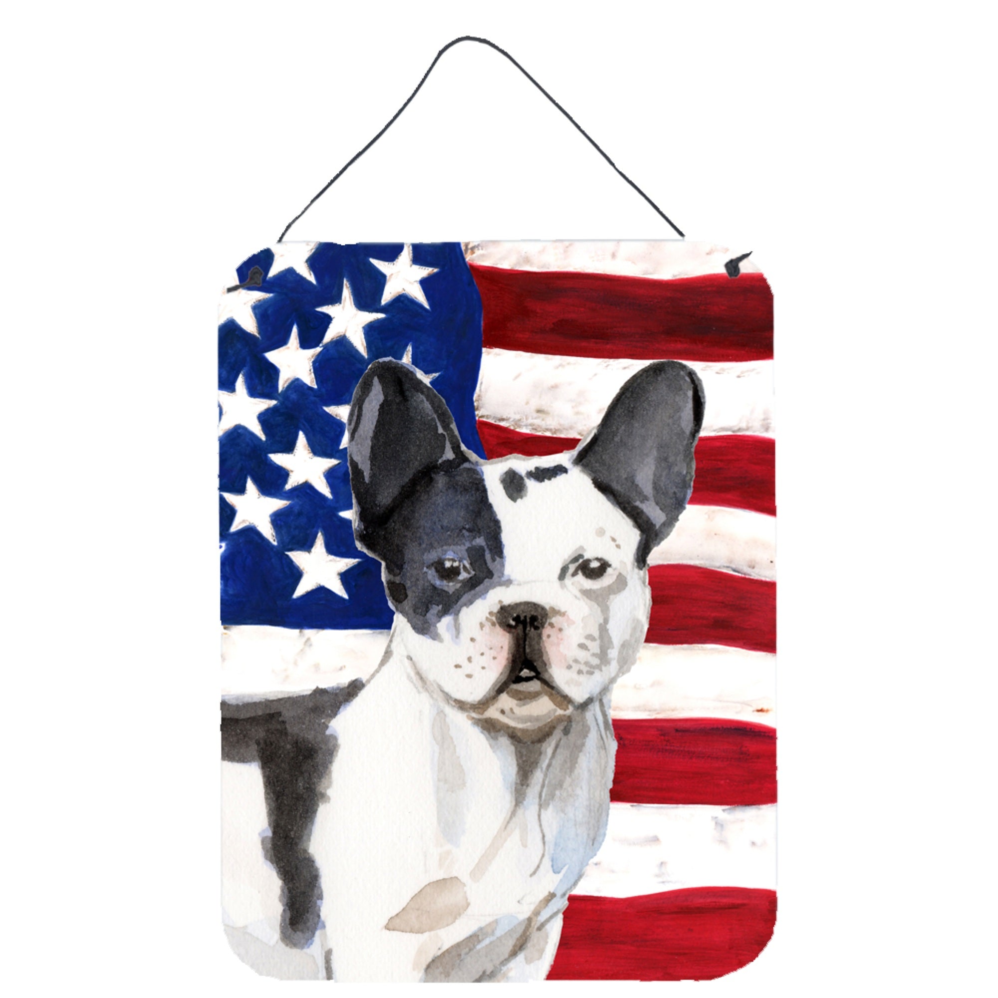 'Caroline'S Treasures Black White French Bulldog Patriotic Metal Print, 16'''' X 12'''', Multicolor''