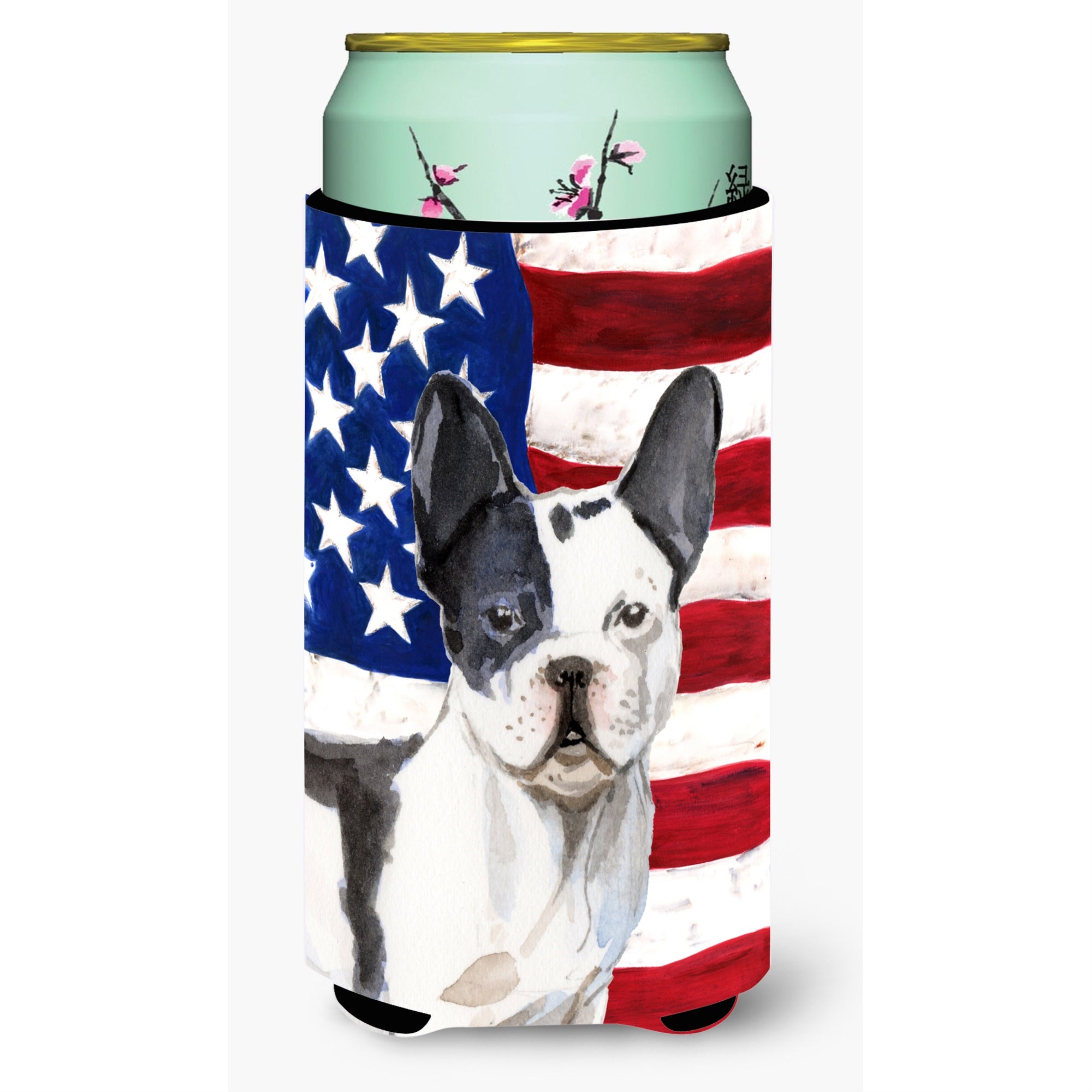 'Caroline'S Treasures Black White French Bulldog Patriotic Decorative Can Hugger, Tall, Multicolor''