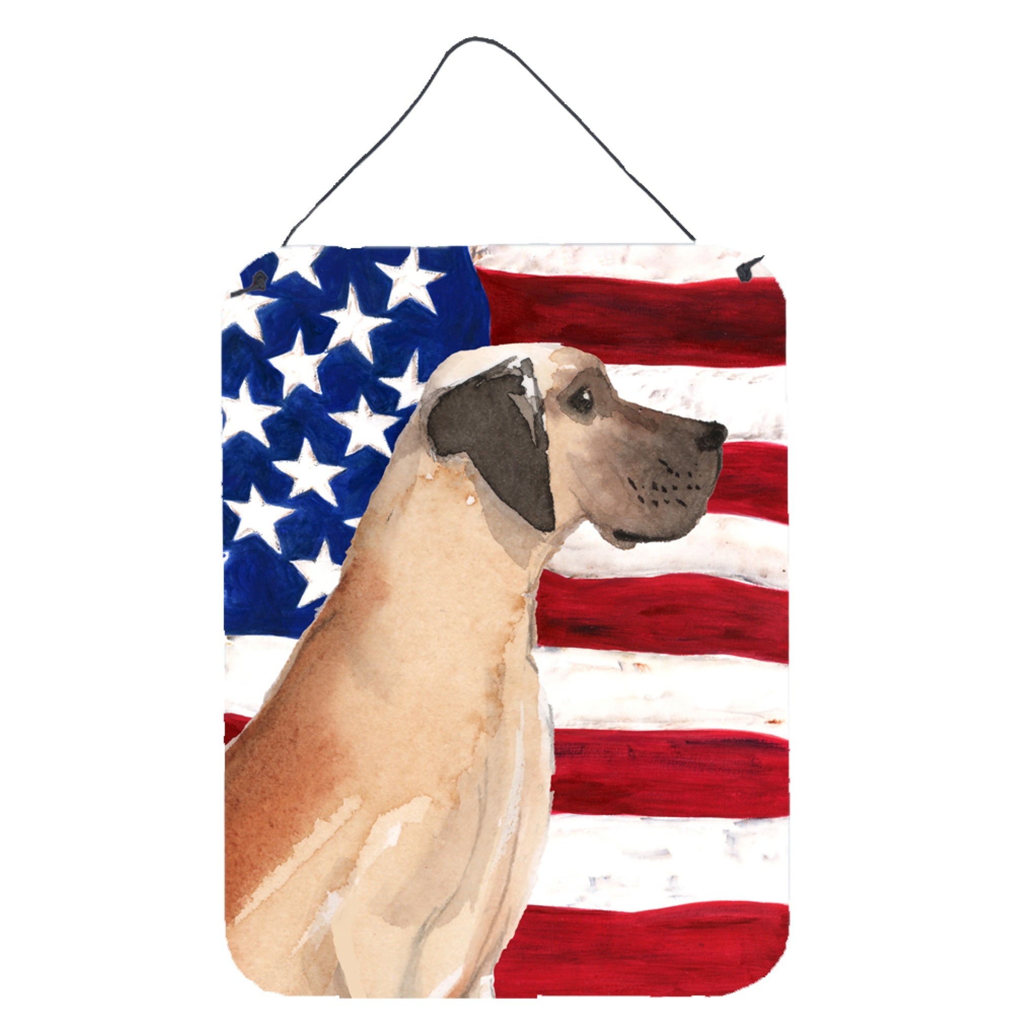 'Caroline'S Treasures Fawn Natural Dane Patriotic Metal Print, 16'''' X 12'''', Multicolor''