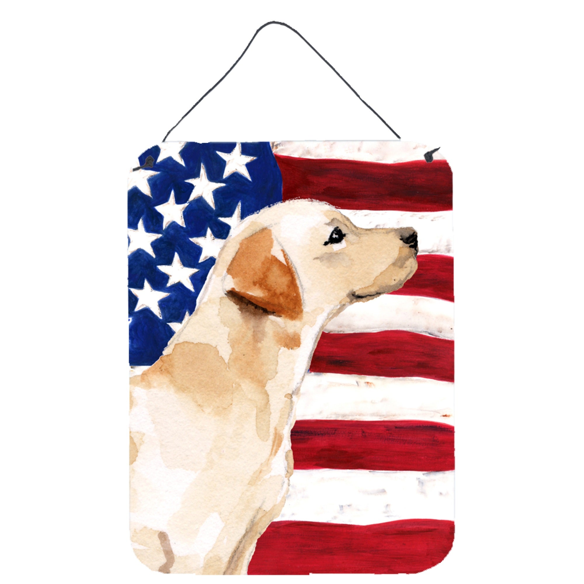 'Caroline'S Treasures Yellow Labrador #2 Patriotic Metal Print, 16'''' X 12'''', Multicolor''