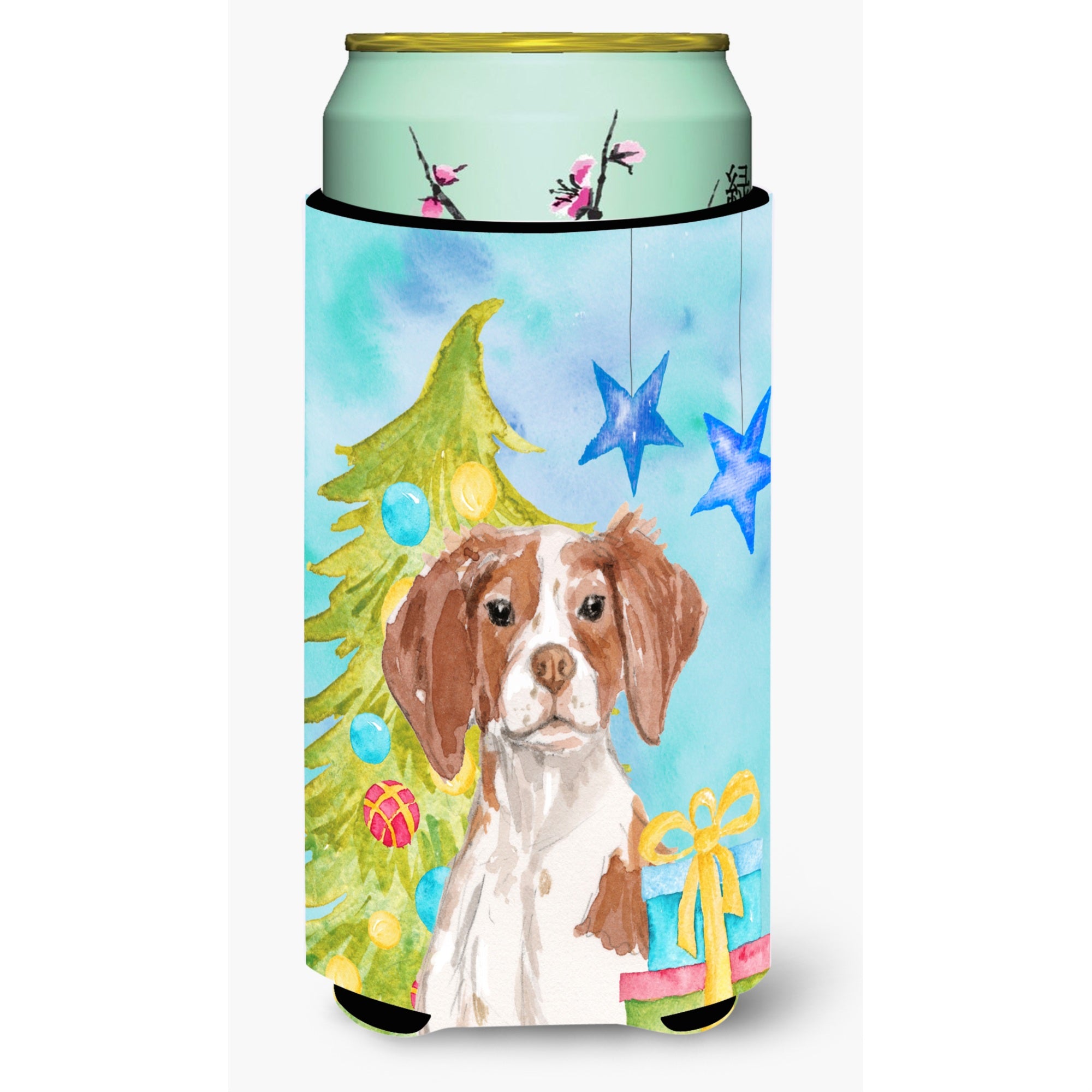 'Caroline'S Treasures Brittany Spaniel Christmas Decorative Can Hugger, Tall, Multicolor''