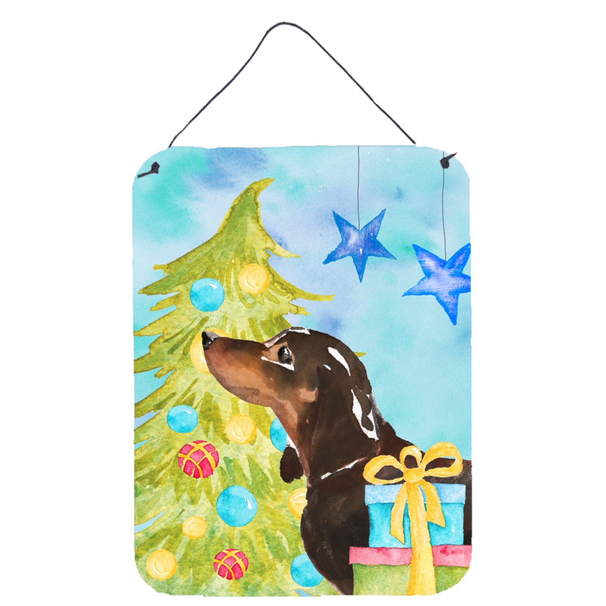'Caroline'S Treasures Black And Tan Dachshund Christmas Metal Print, 16'''' X 12'''', Multicolor''