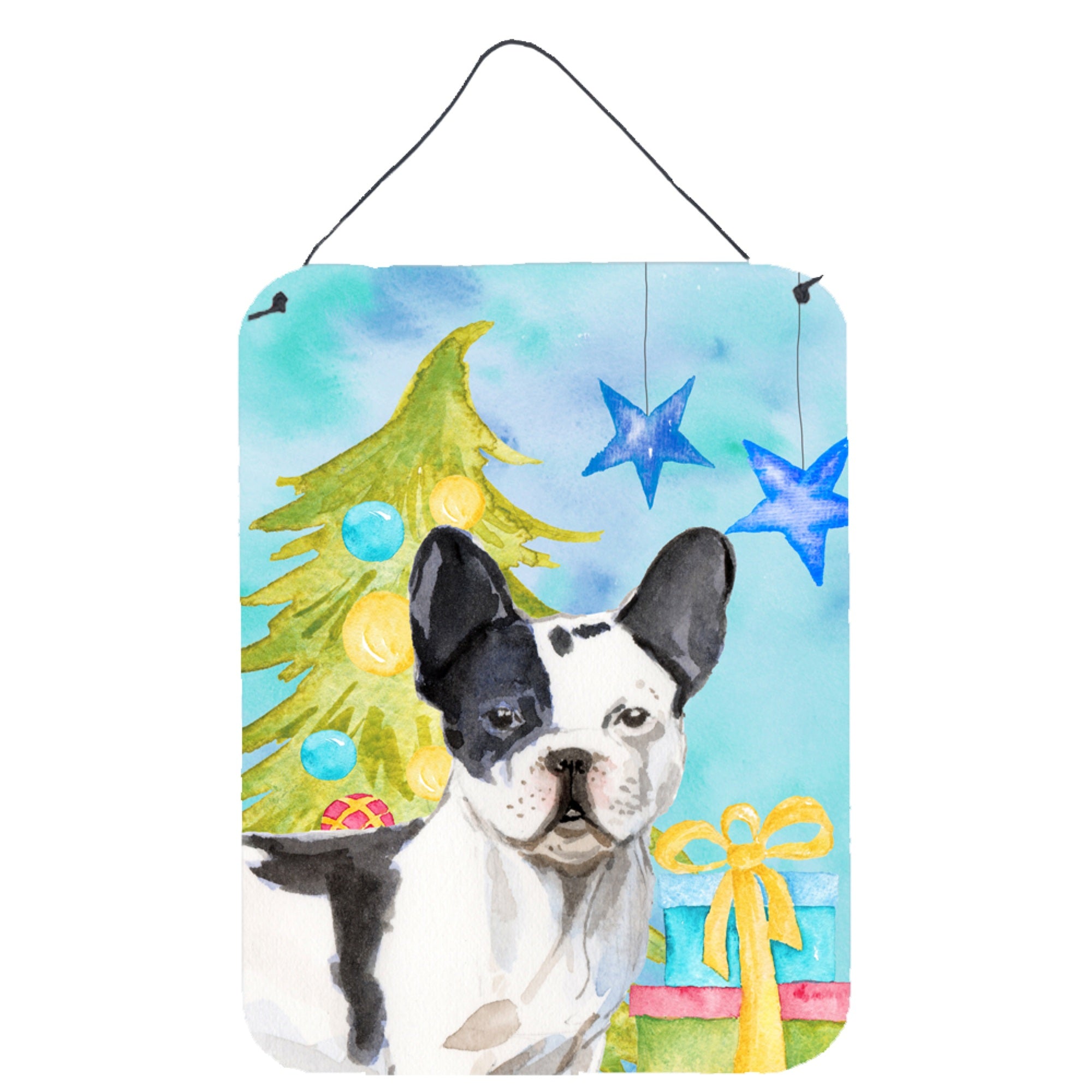 'Caroline'S Treasures Black White French Bulldog Christmas Metal Print, 16'''' X 12'''', Multicolor''