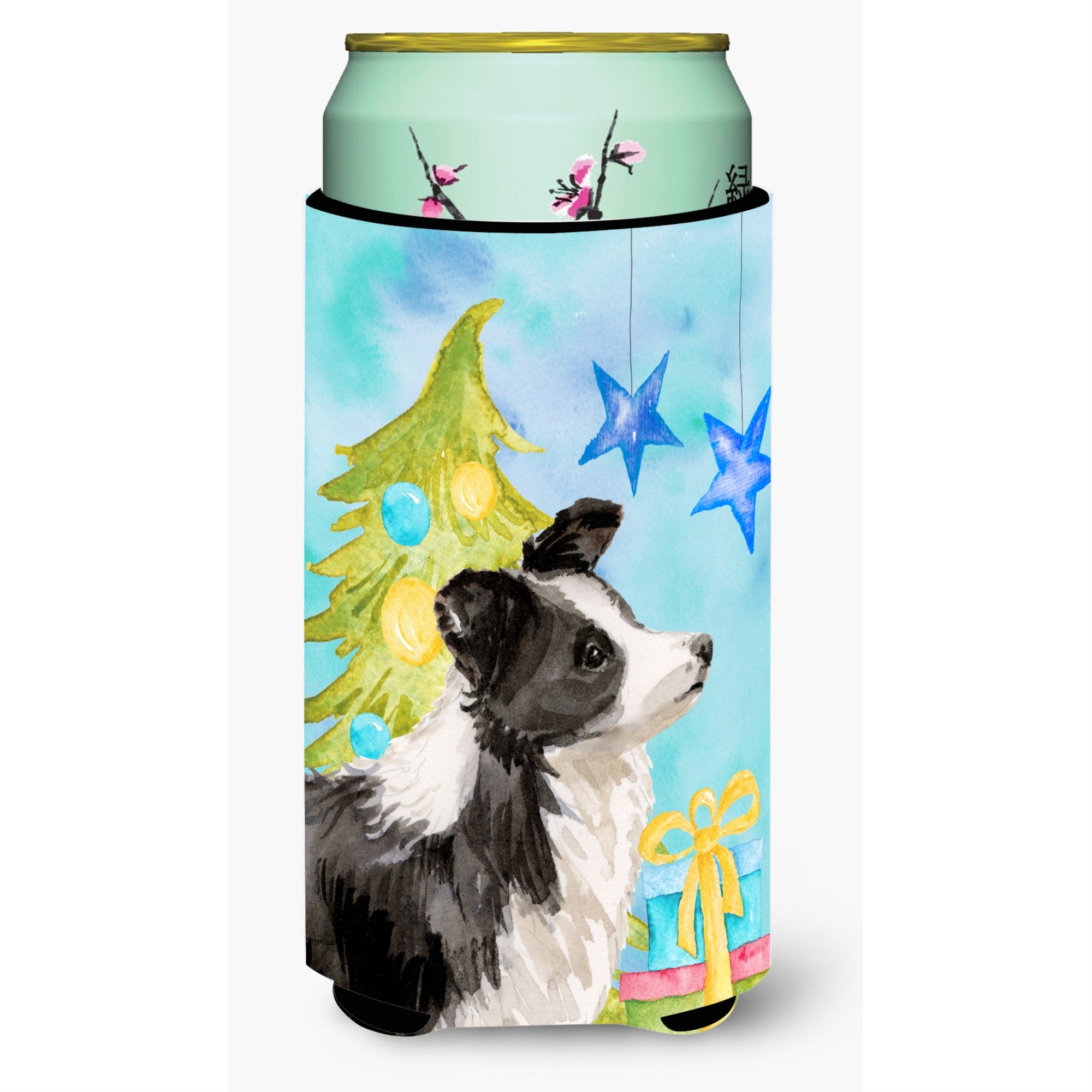 'Caroline'S Treasures Border Collie Christmas Decorative Can Hugger, Tall, Multicolor''