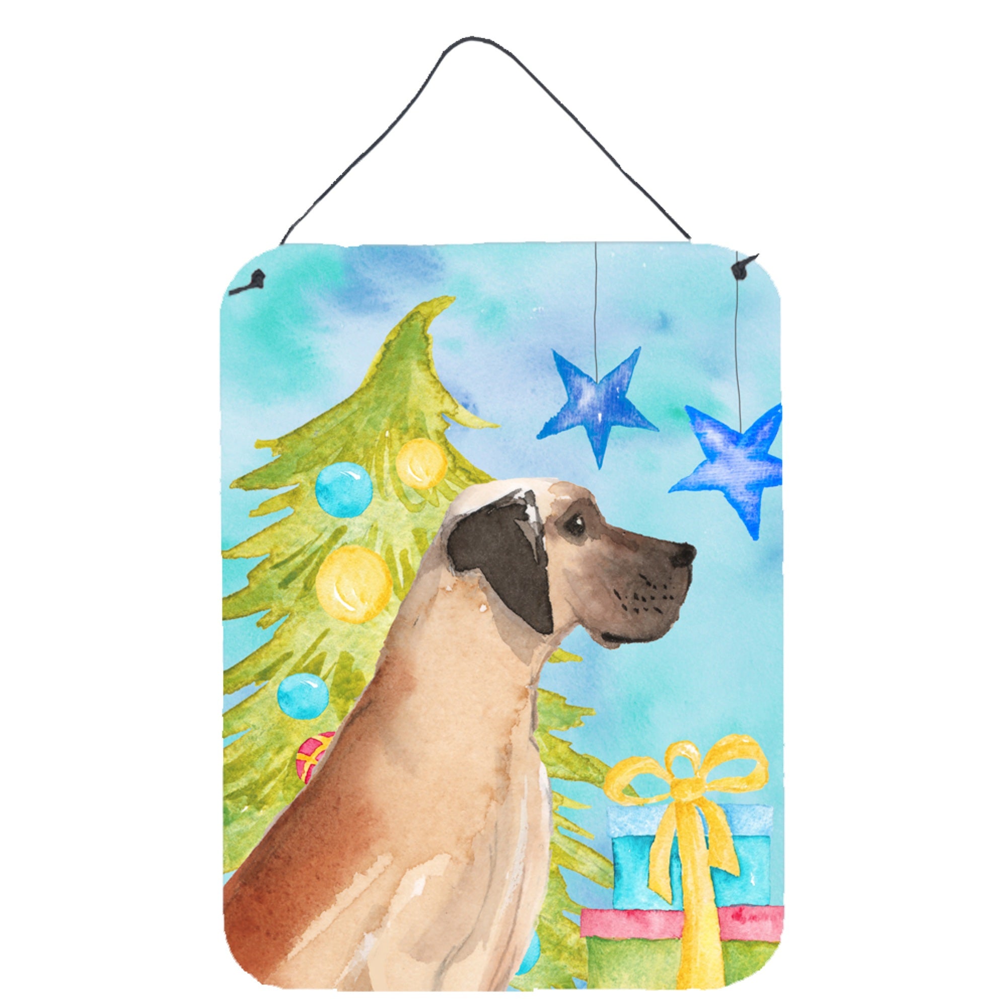 'Caroline'S Treasures Fawn Natural Dane Christmas Metal Print, 16'''' X 12'''', Multicolor''