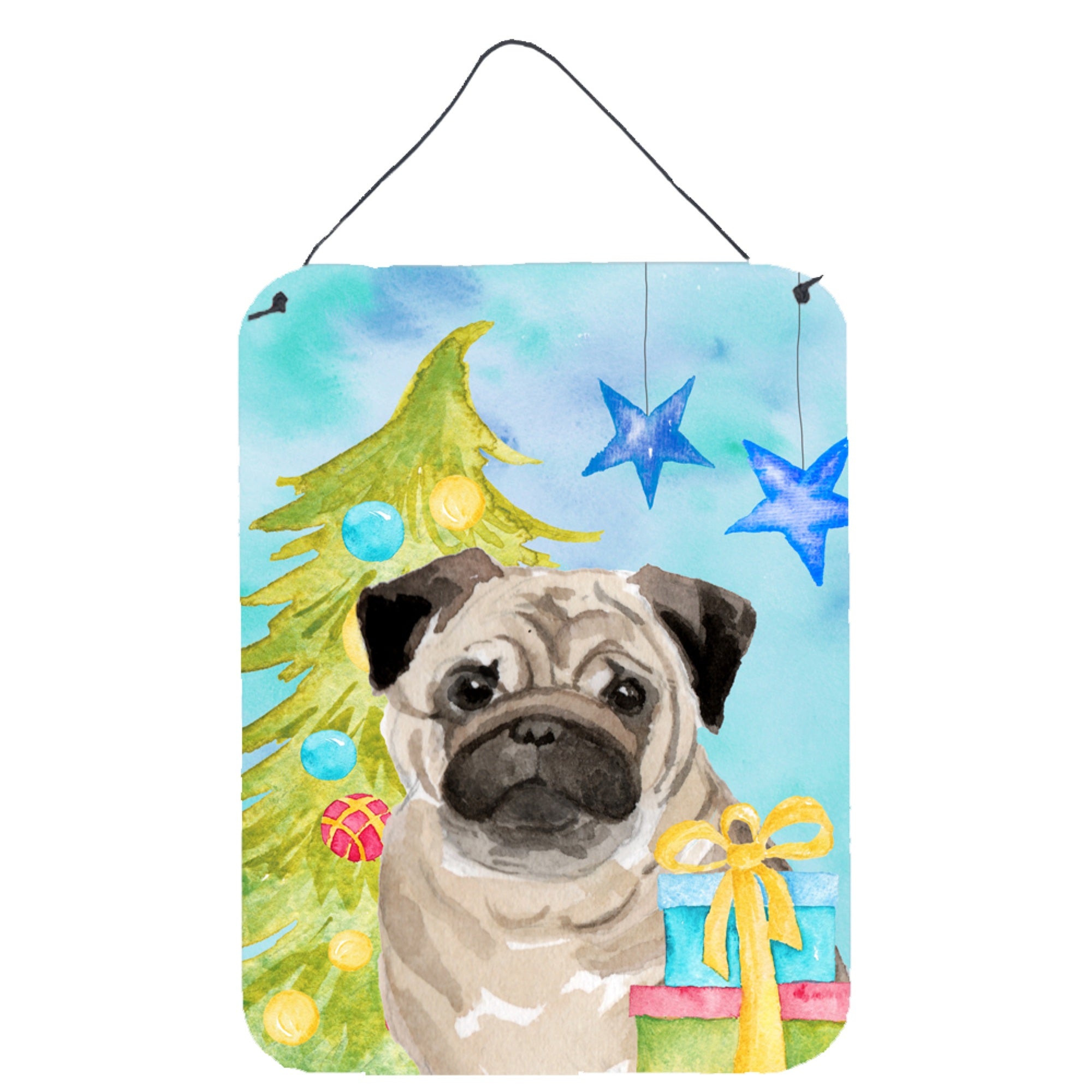 'Caroline'S Treasures Fawn Pug Christmas Metal Print, 16'''' X 12'''', Multicolor''