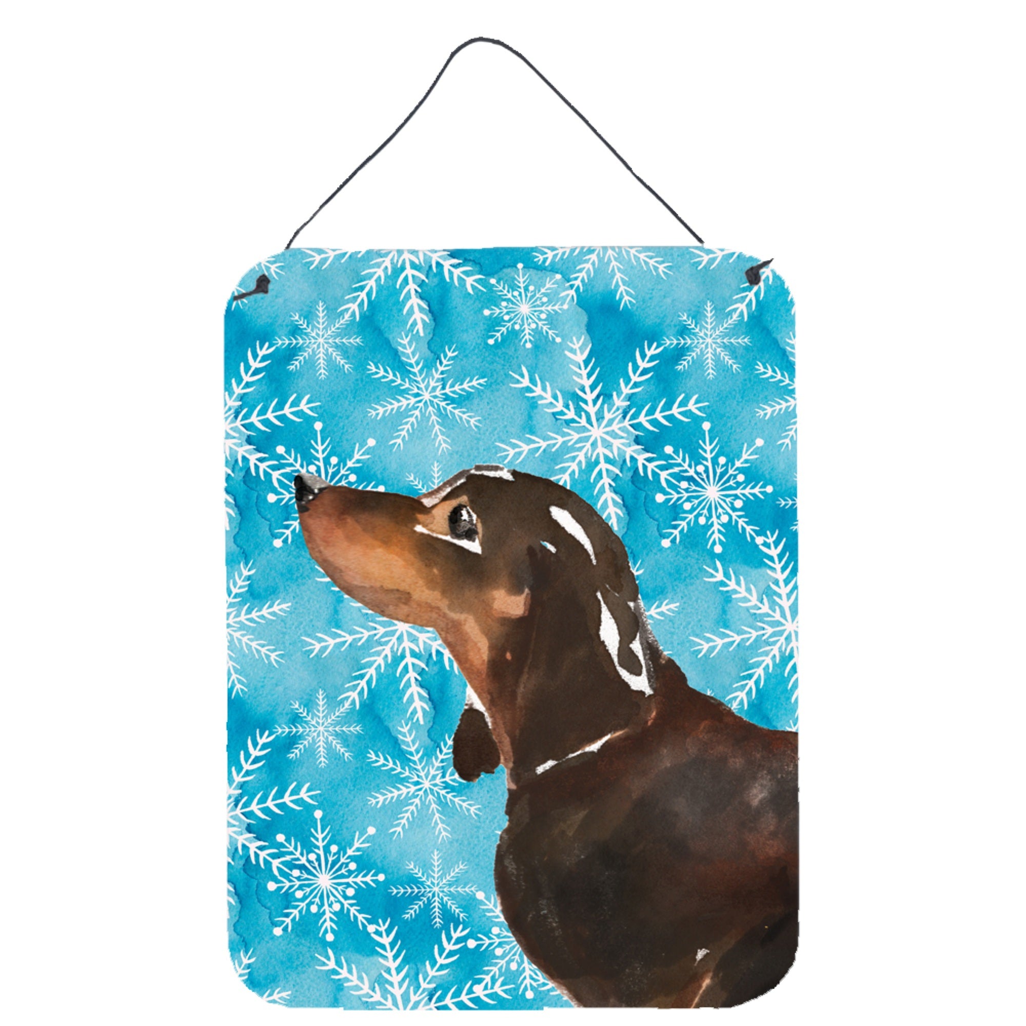 'Caroline'S Treasures Black And Tan Dachshund Winter Metal Print, 16'''' X 12'''', Multicolor''