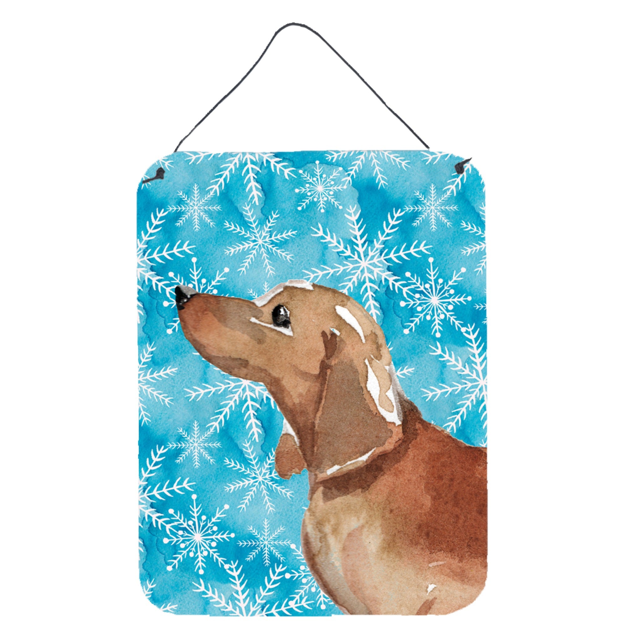 'Caroline'S Treasures Red Tan Dachshund Winter Metal Print, 16'''' X 12'''', Multicolor''