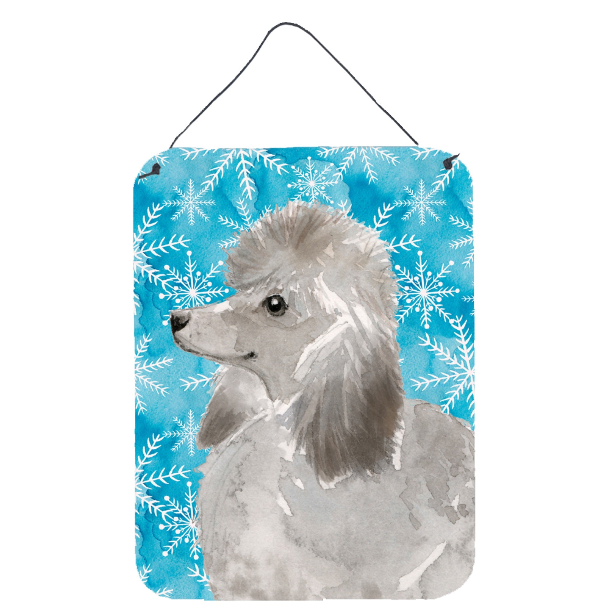 'Caroline'S Treasures Grey Standard Poodle Winter Metal Print, 16'''' X 12'''', Multicolor''