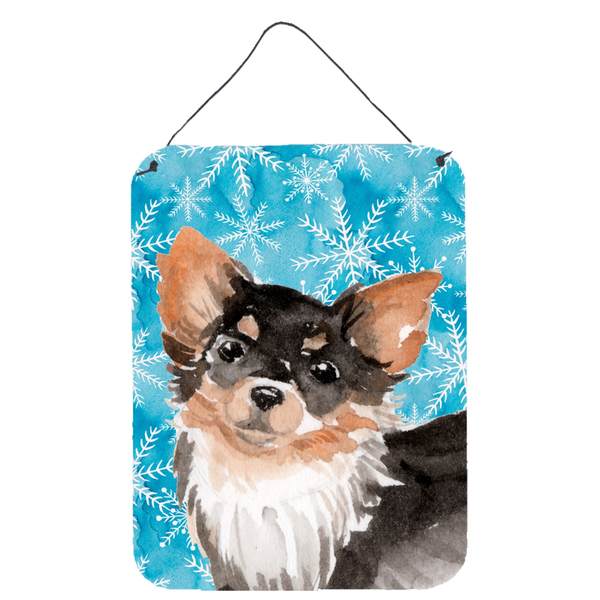 'Caroline'S Treasures Long Haired Chihuahua Winter Metal Print, 16'''' X 12'''', Multicolor''