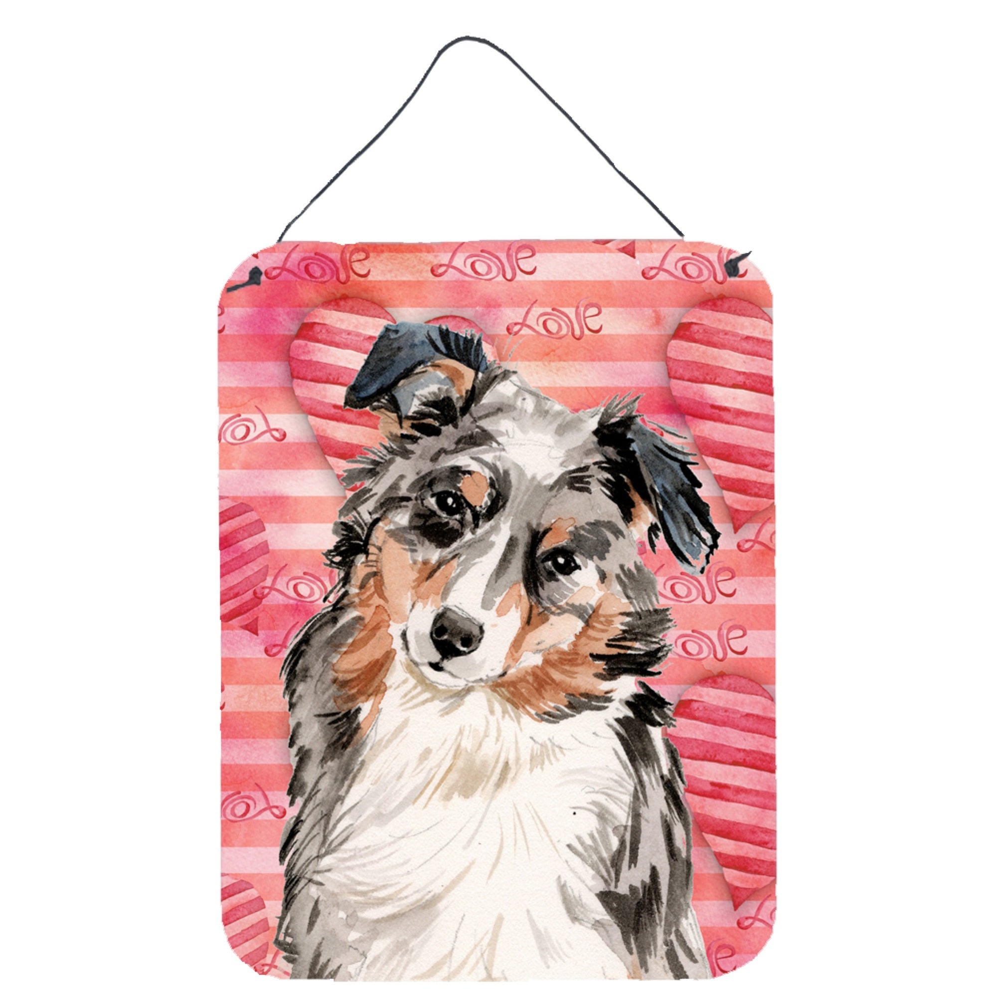 'Caroline'S Treasures Australian Shepherd Love Metal Print, 16'''' X 12'''', Multicolor''