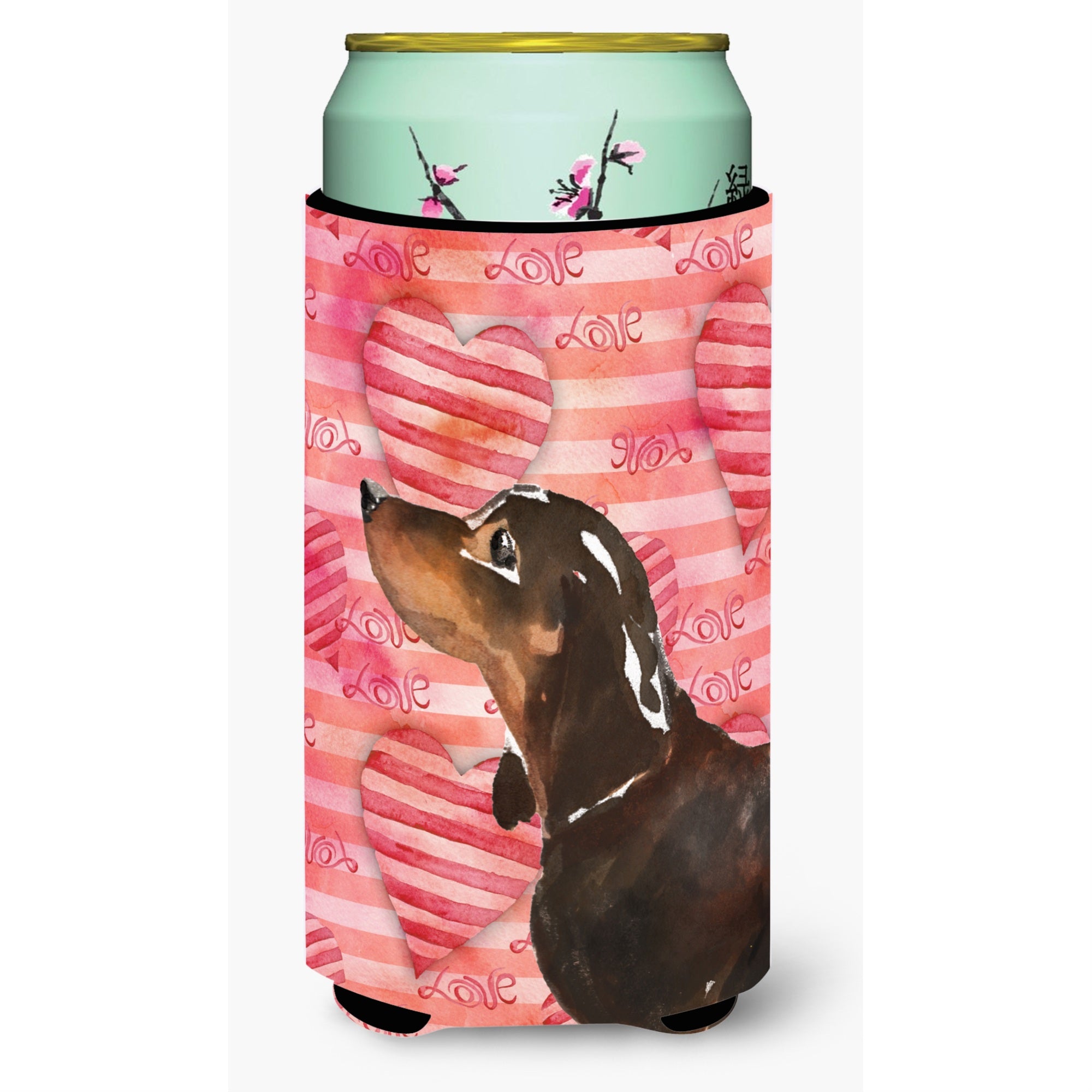 'Caroline'S Treasures Black And Tan Dachshund Love Decorative Can Hugger, Tall, Multicolor''