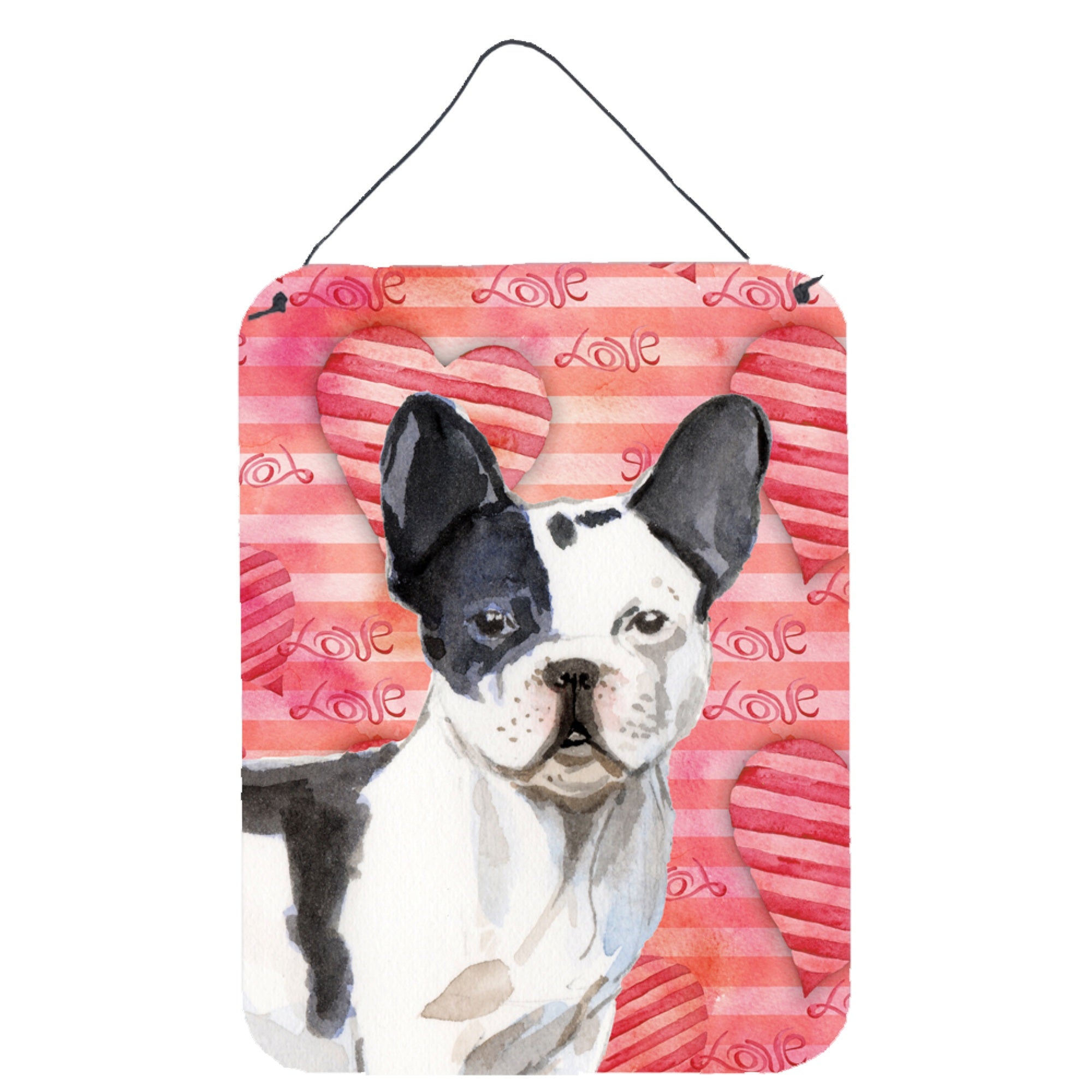 'Caroline'S Treasures Black White French Bulldog Love Metal Print, 16'''' X 12'''', Multicolor''