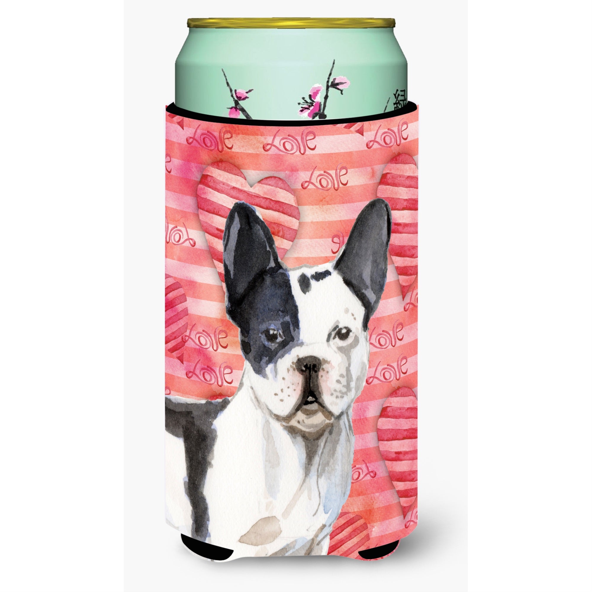 'Caroline'S Treasures Black White French Bulldog Love Decorative Can Hugger, Tall, Multicolor''