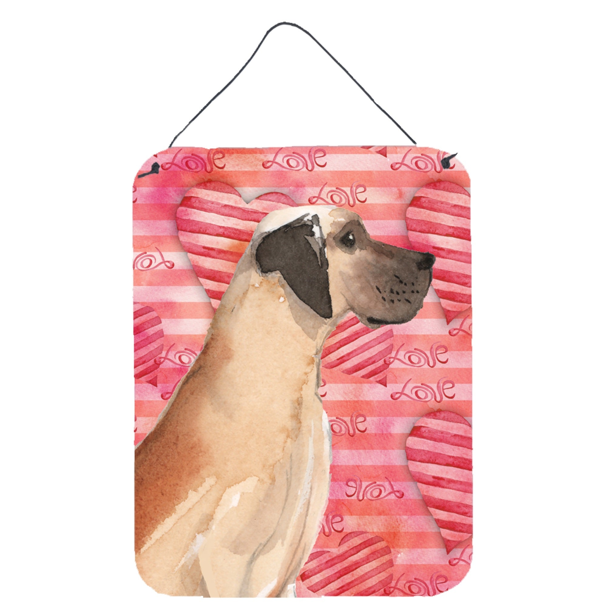 'Caroline'S Treasures Fawn Natural Dane Love Metal Print, 16'''' X 12'''', Multicolor''