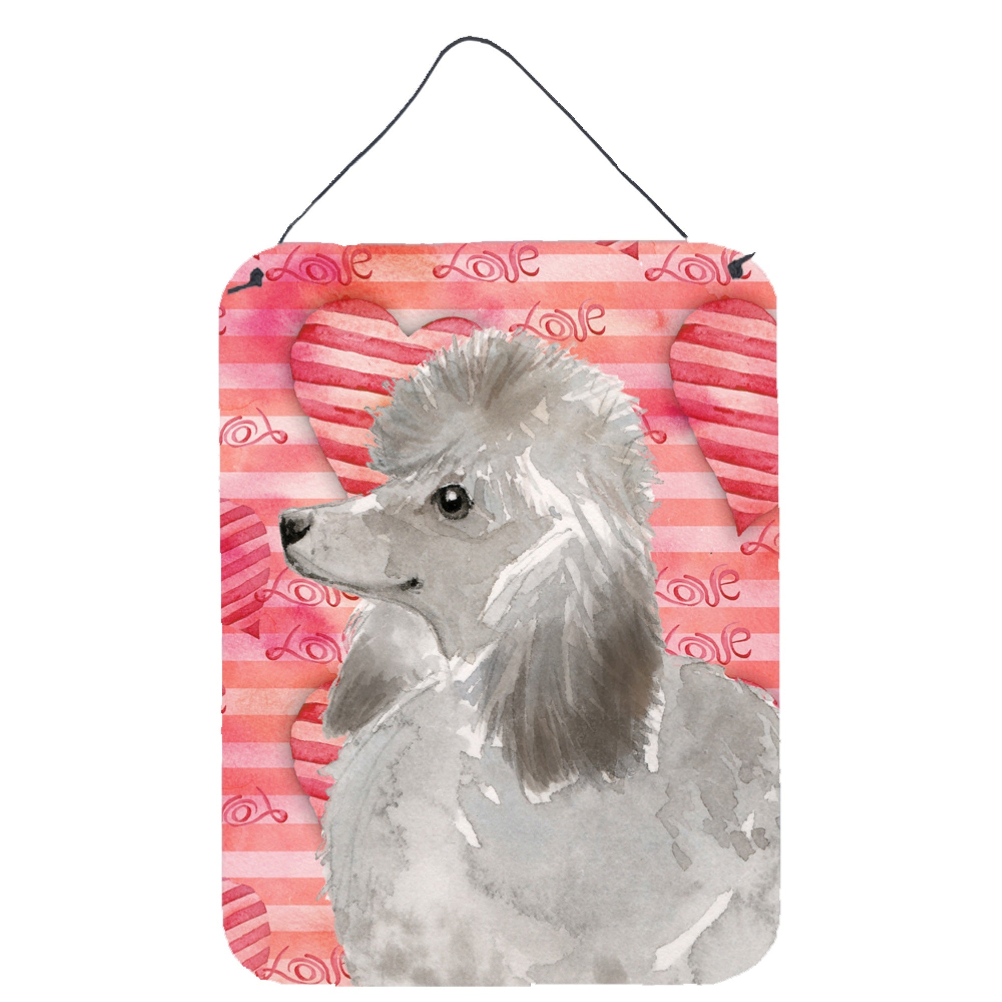 'Caroline'S Treasures Grey Standard Poodle Love Metal Print, 16'''' X 12'''', Multicolor''