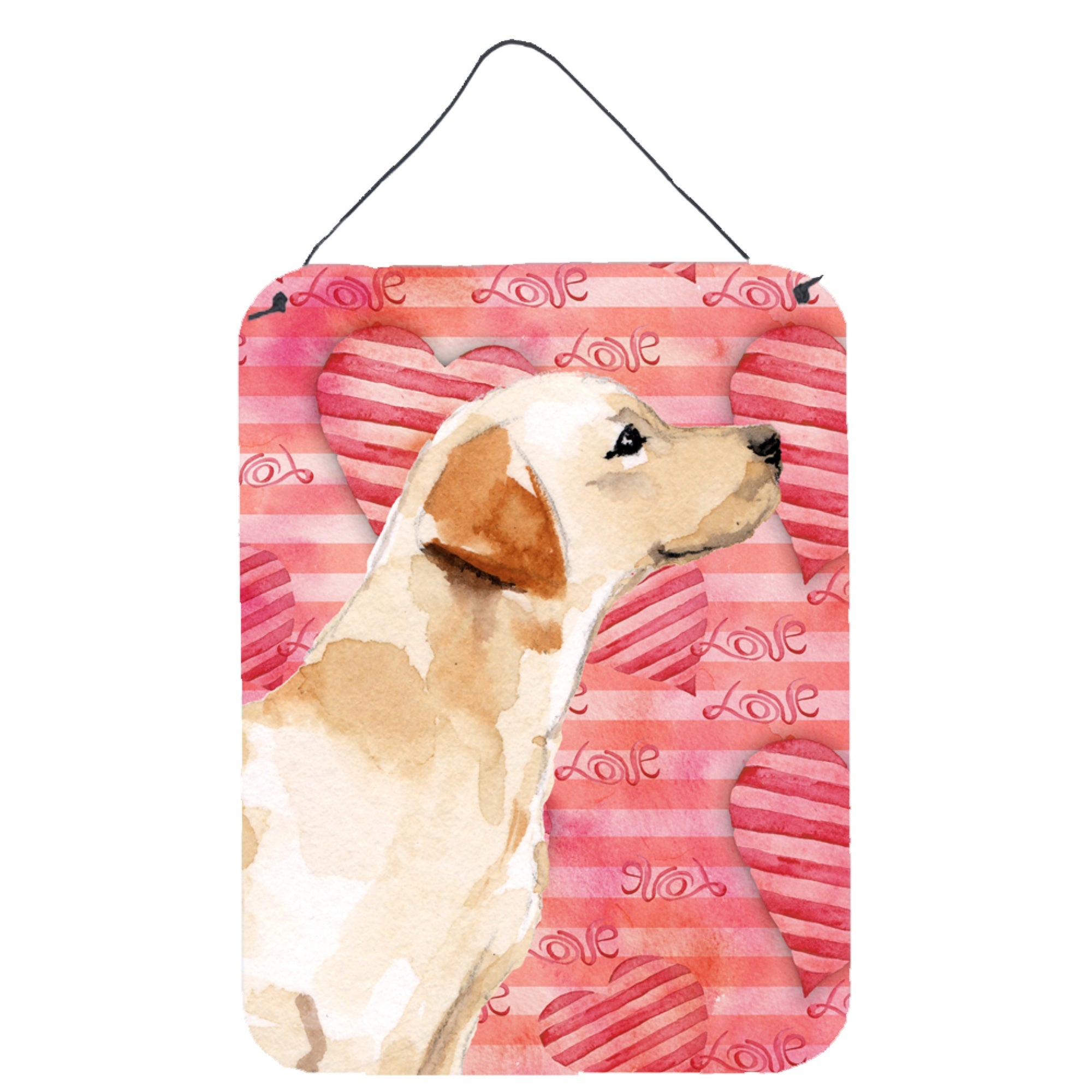 'Caroline'S Treasures Yellow Labrador #2 Love Metal Print, 16'''' X 12'''', Multicolor''