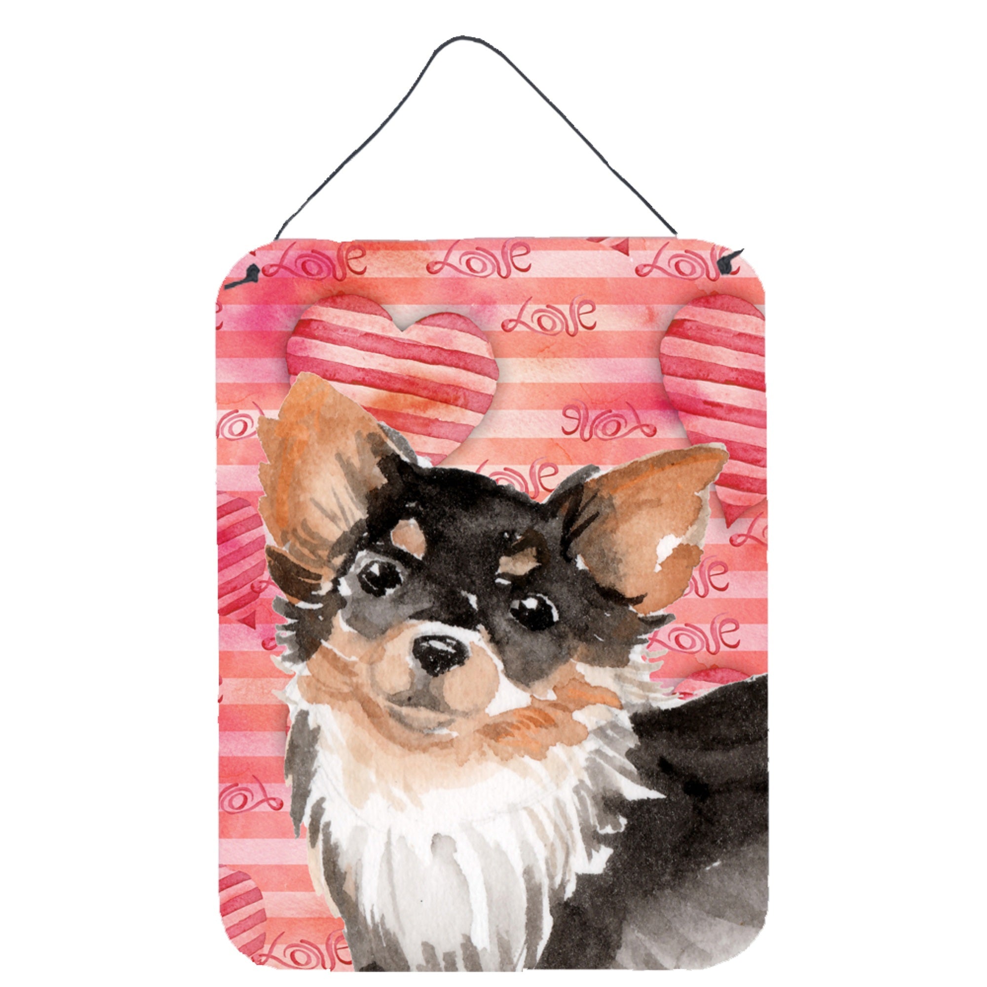 'Caroline'S Treasures Long Haired Chihuahua Love Metal Print, 16'''' X 12'''', Multicolor''