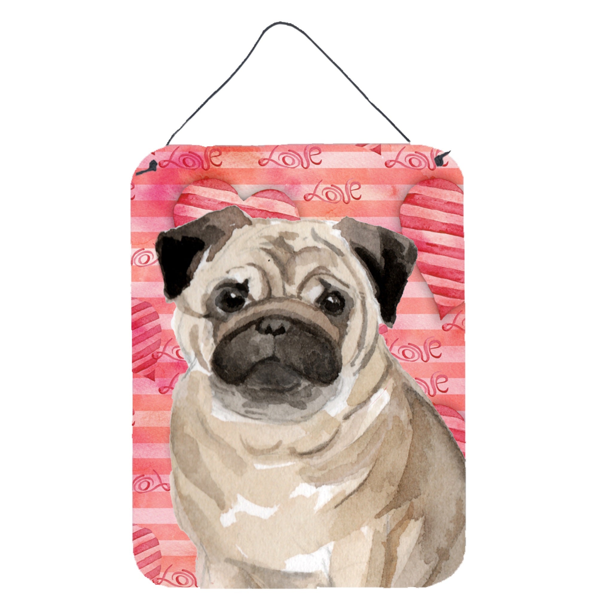 'Caroline'S Treasures Fawn Pug Love Metal Print, 16'''' X 12'''', Multicolor''