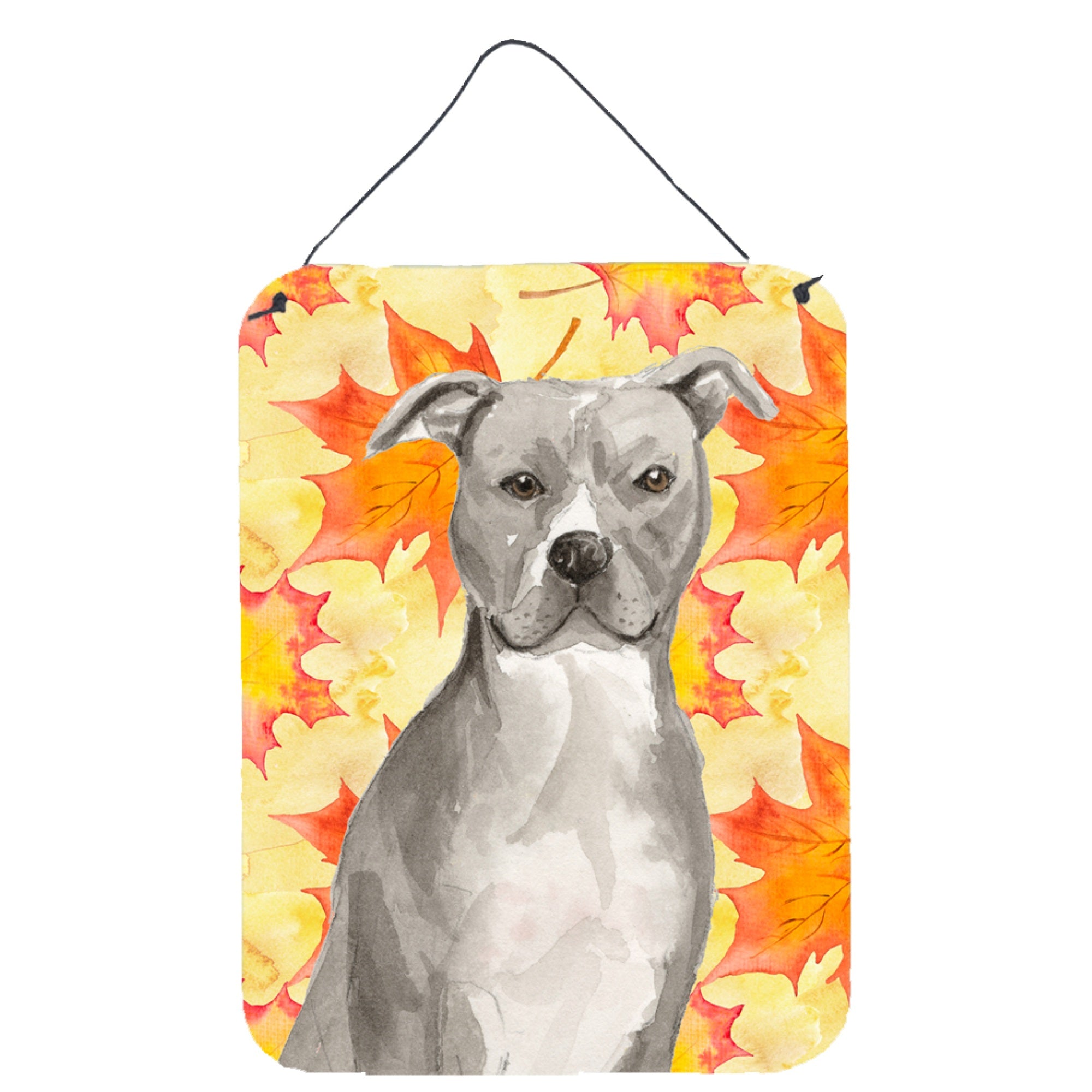 'Caroline'S Treasures Staffordshire Bull Terrier Fall Metal Print, 16'''' X 12'''', Multicolor''