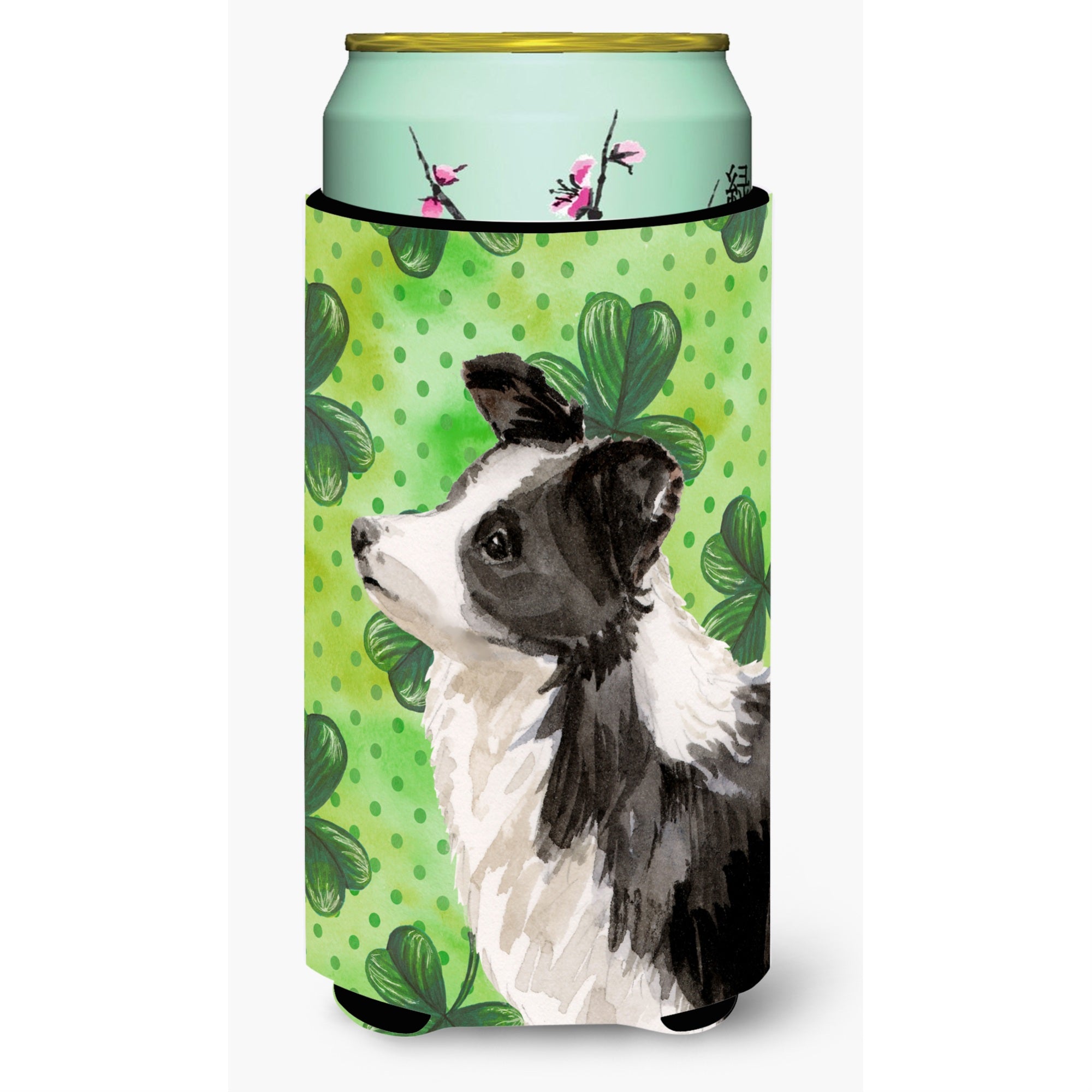 'Caroline'S Treasures Border Collie St. Patrick'S Decorative Can Hugger, Tall, Multicolor''