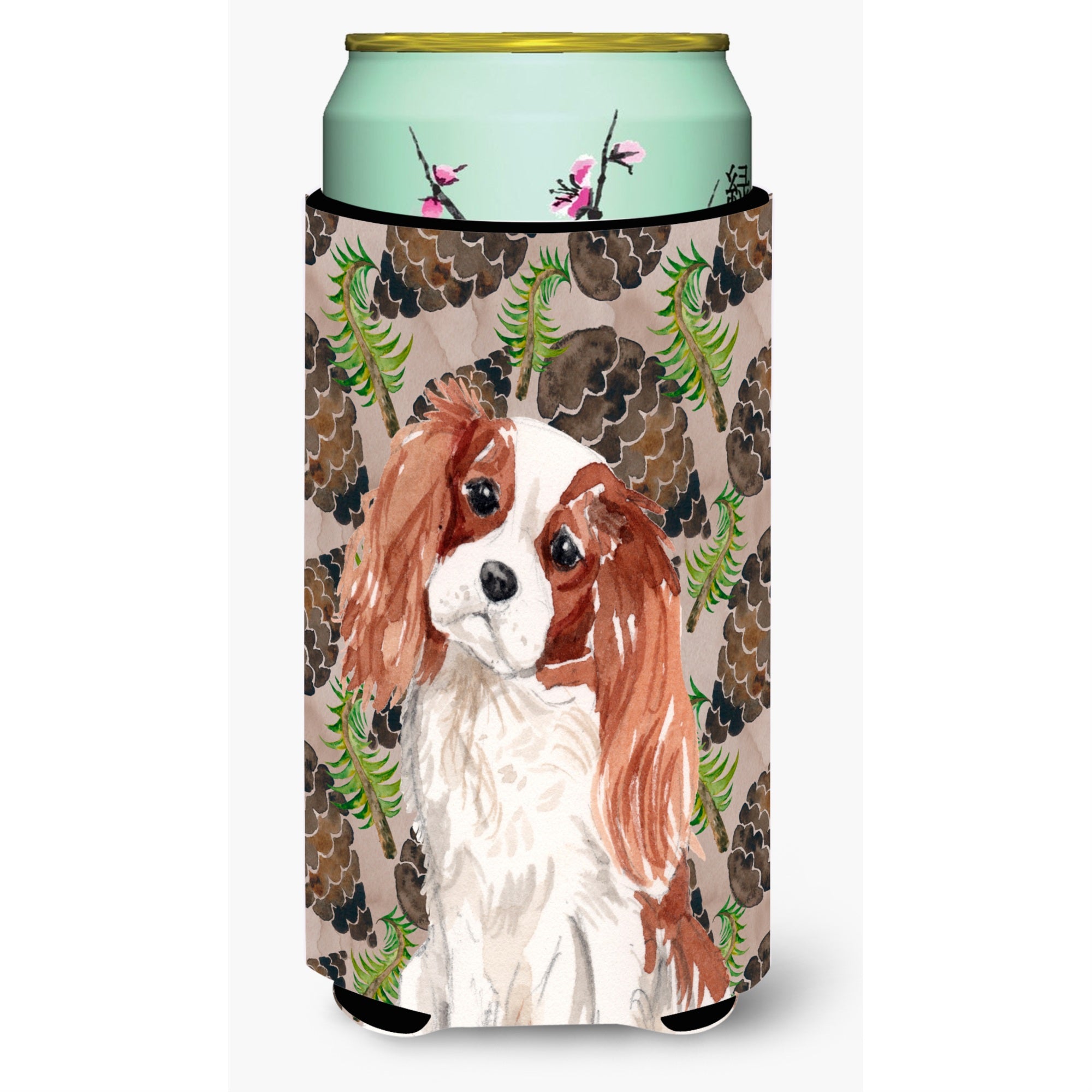 'Caroline'S Treasures Blenheim Cavalier Spaniel Pine Cones Decorative Can Hugger, Tall, Multicolor''