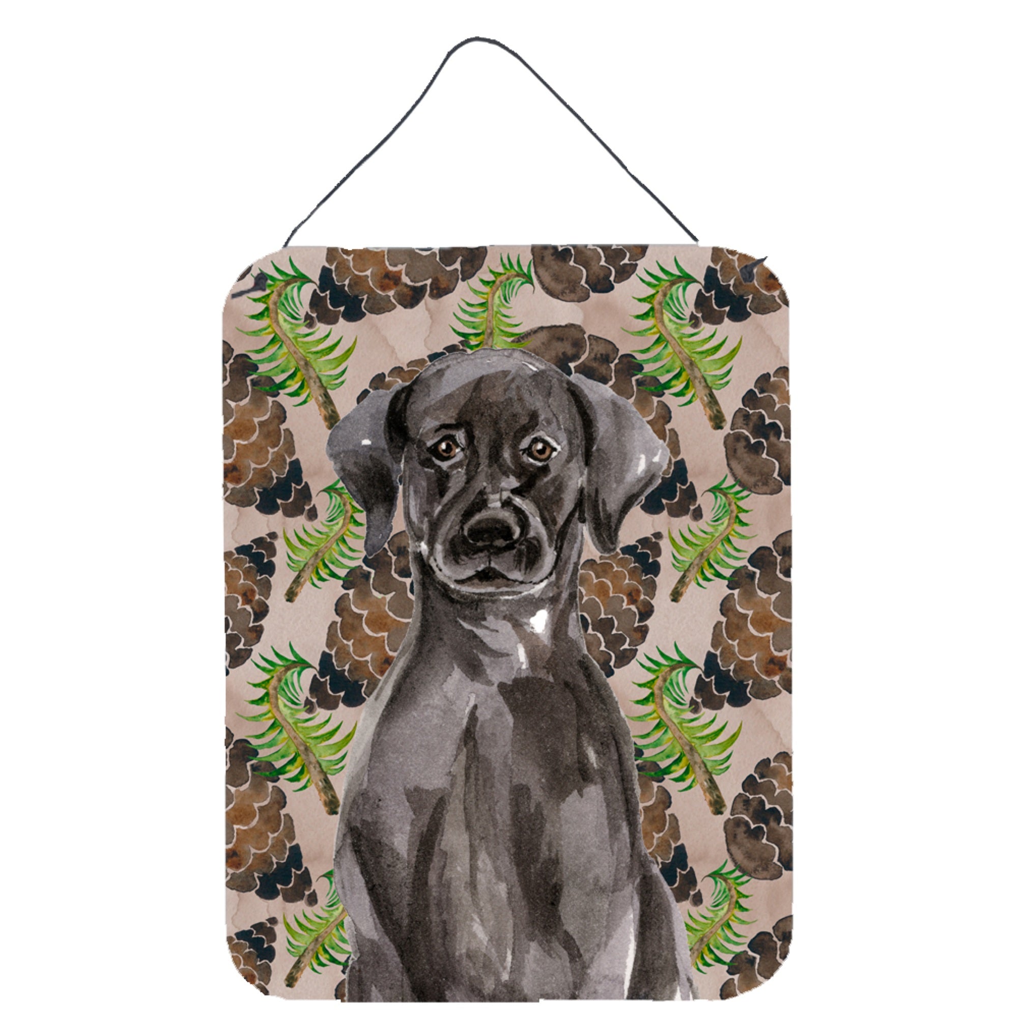 'Caroline'S Treasures Black Labrador Pine Cones Metal Print, 16'''' X 12'''', Multicolor''