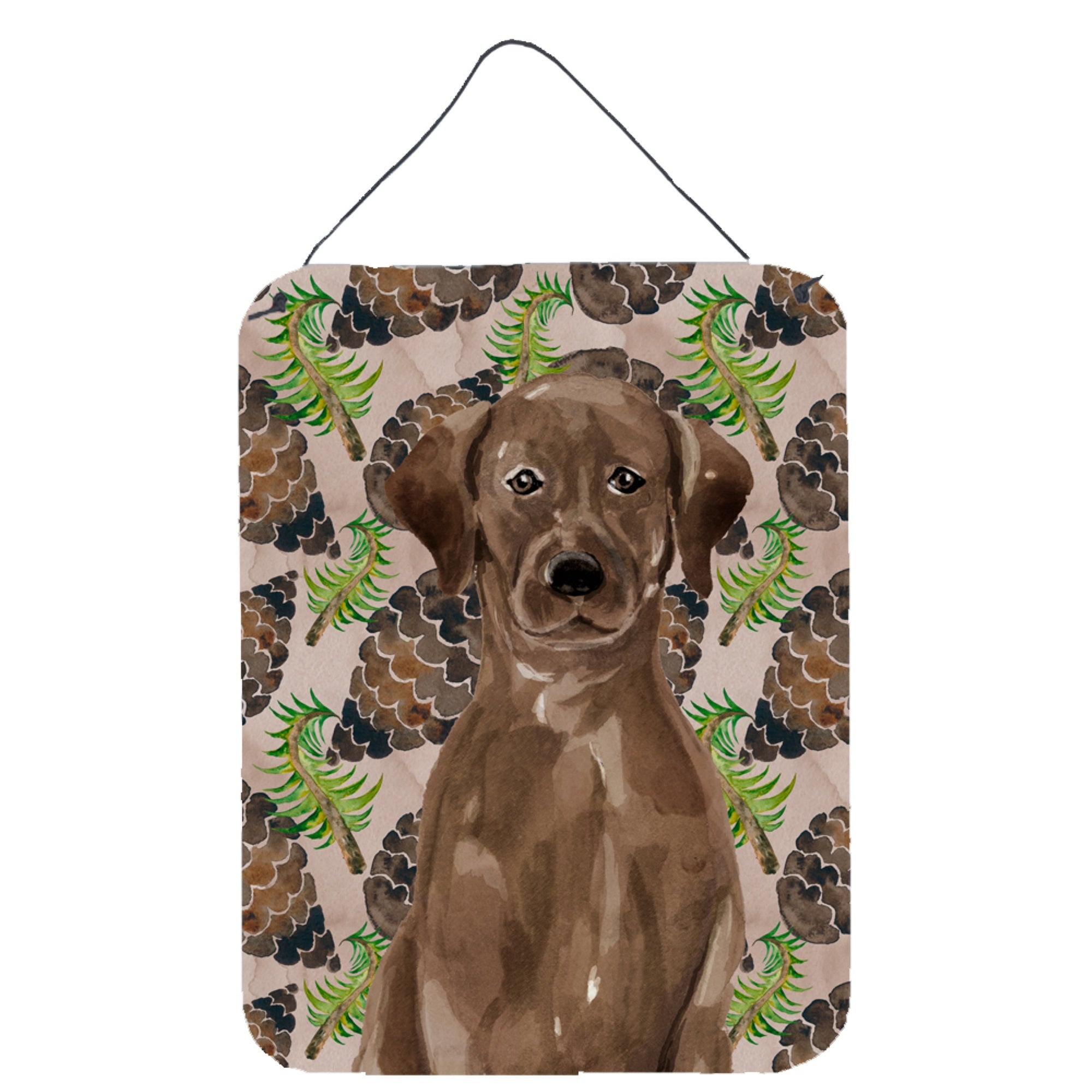 'Caroline'S Treasures Chocolate Labrador Pine Cones Metal Print, 16'''' X 12'''', Multicolor''