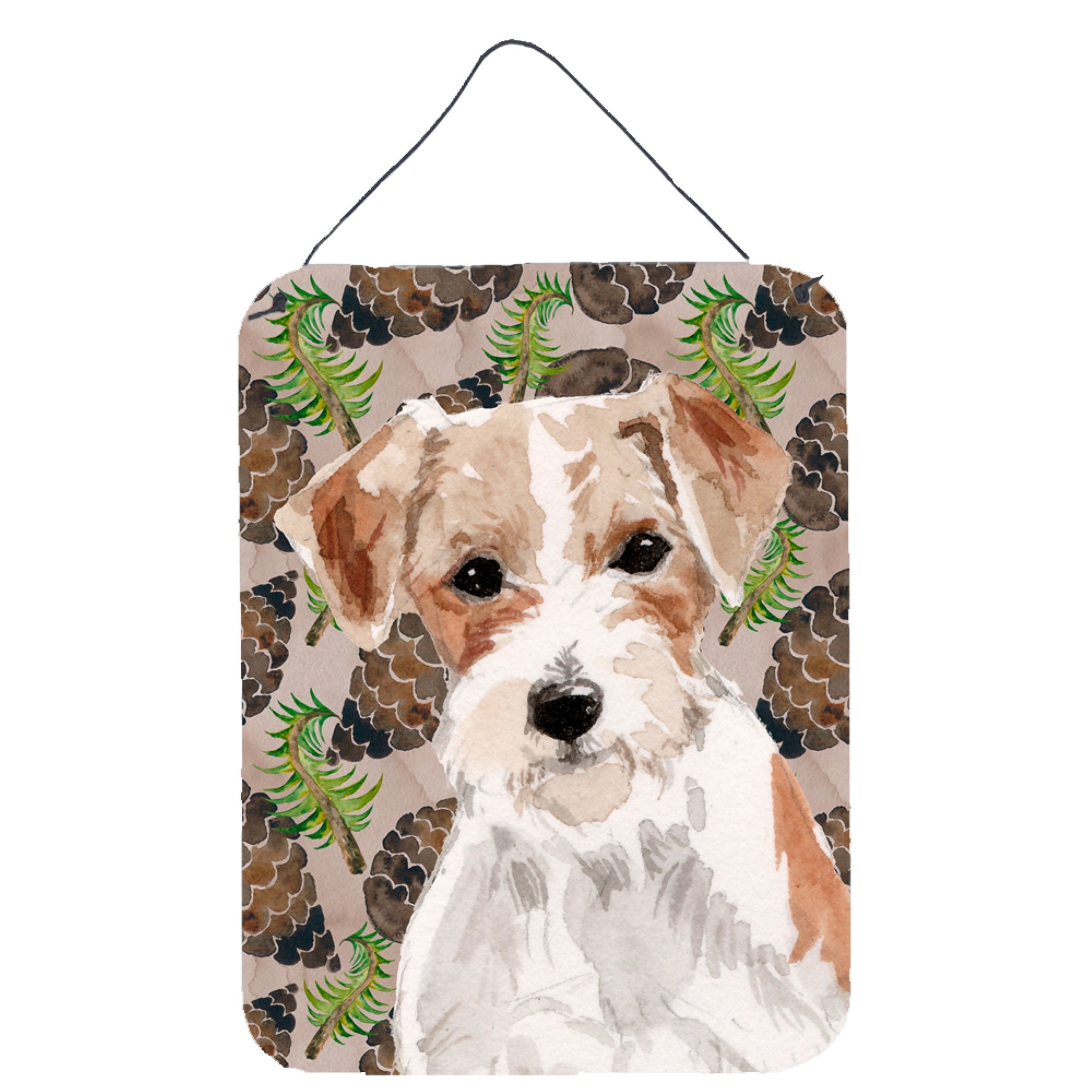 'Caroline'S Treasures Wire Hair Jack Russell Pine Cones Metal Print, 16'''' X 12'''', Multicolor''