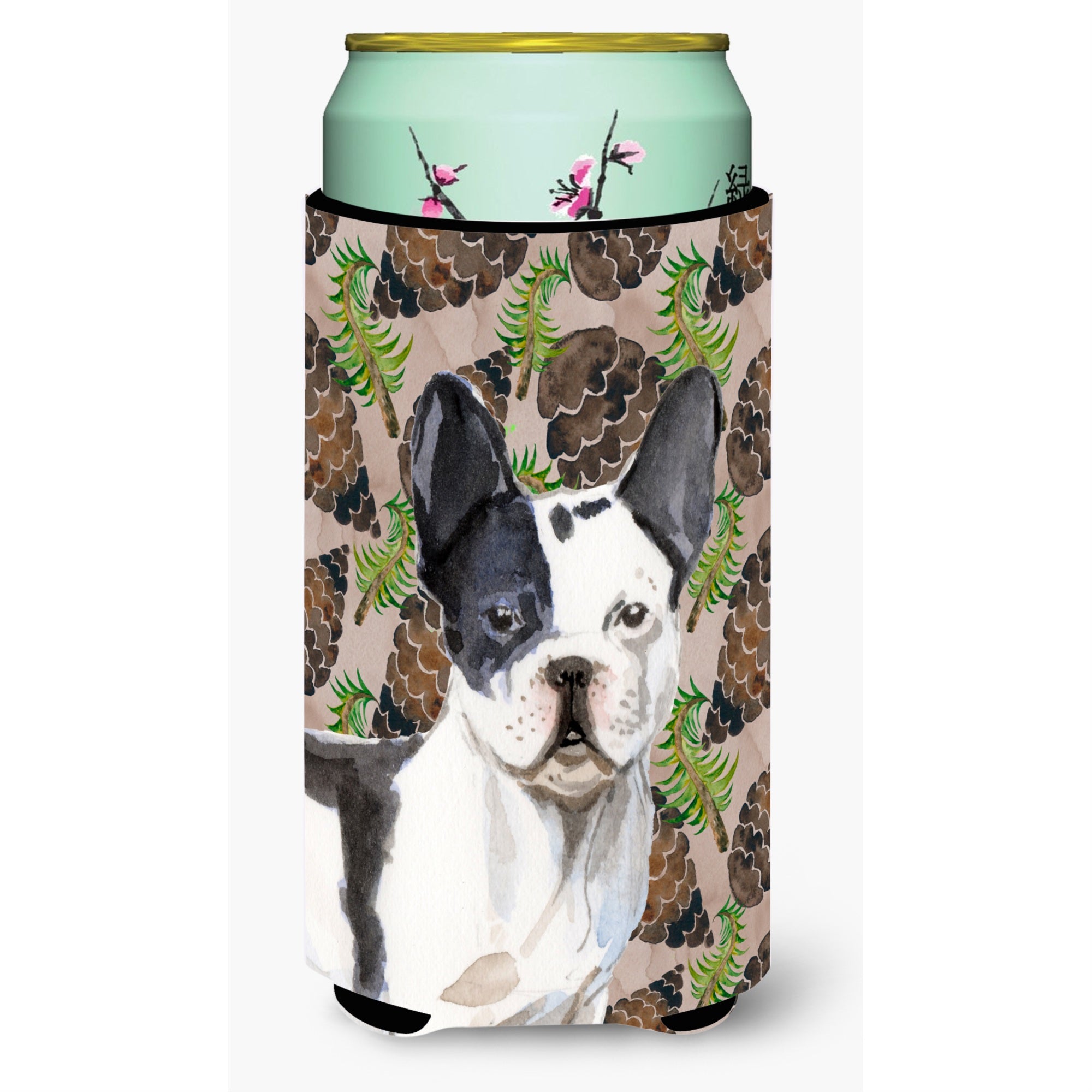 'Caroline'S Treasures Black White French Bulldog Pine Cones Decorative Can Hugger, Tall, Multicolor''